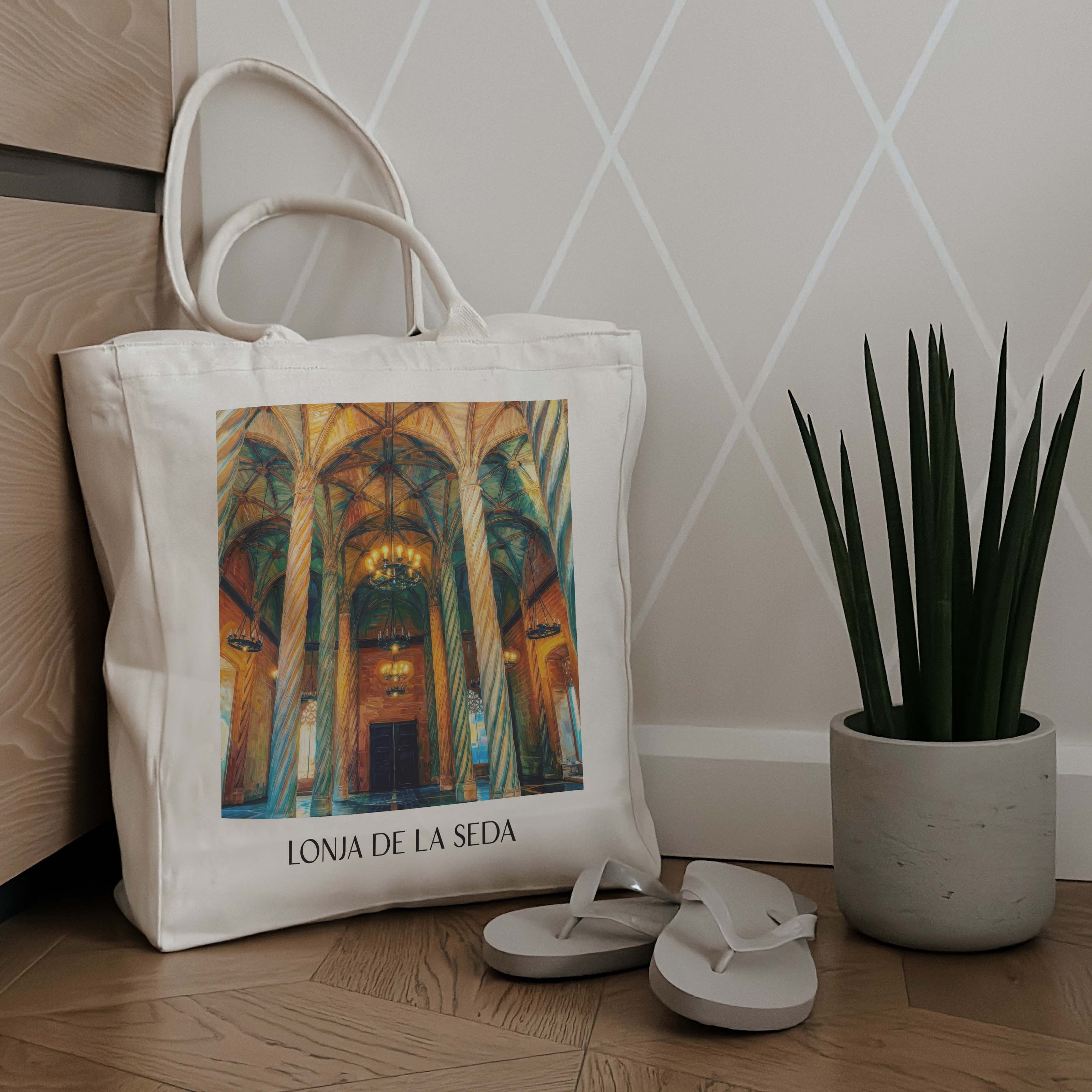 lonja-de-la-seda-valencia-spanien-einkaufstasche-oil-painting-oelgemaelde