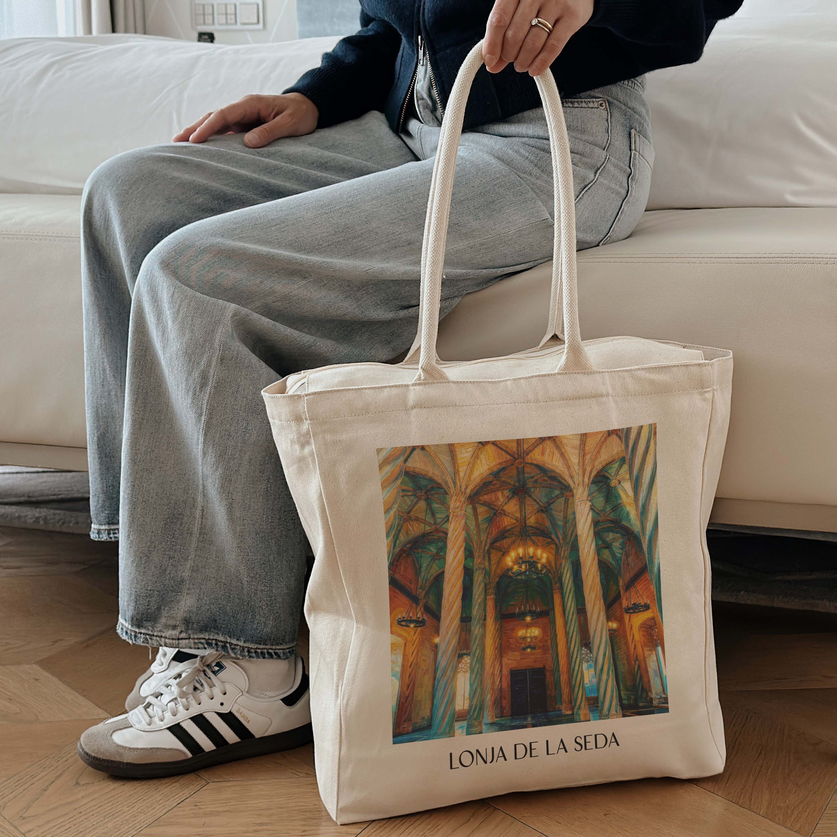 lonja-de-la-seda-valencia-spanien-einkaufstasche-oil-painting-oelgemaelde