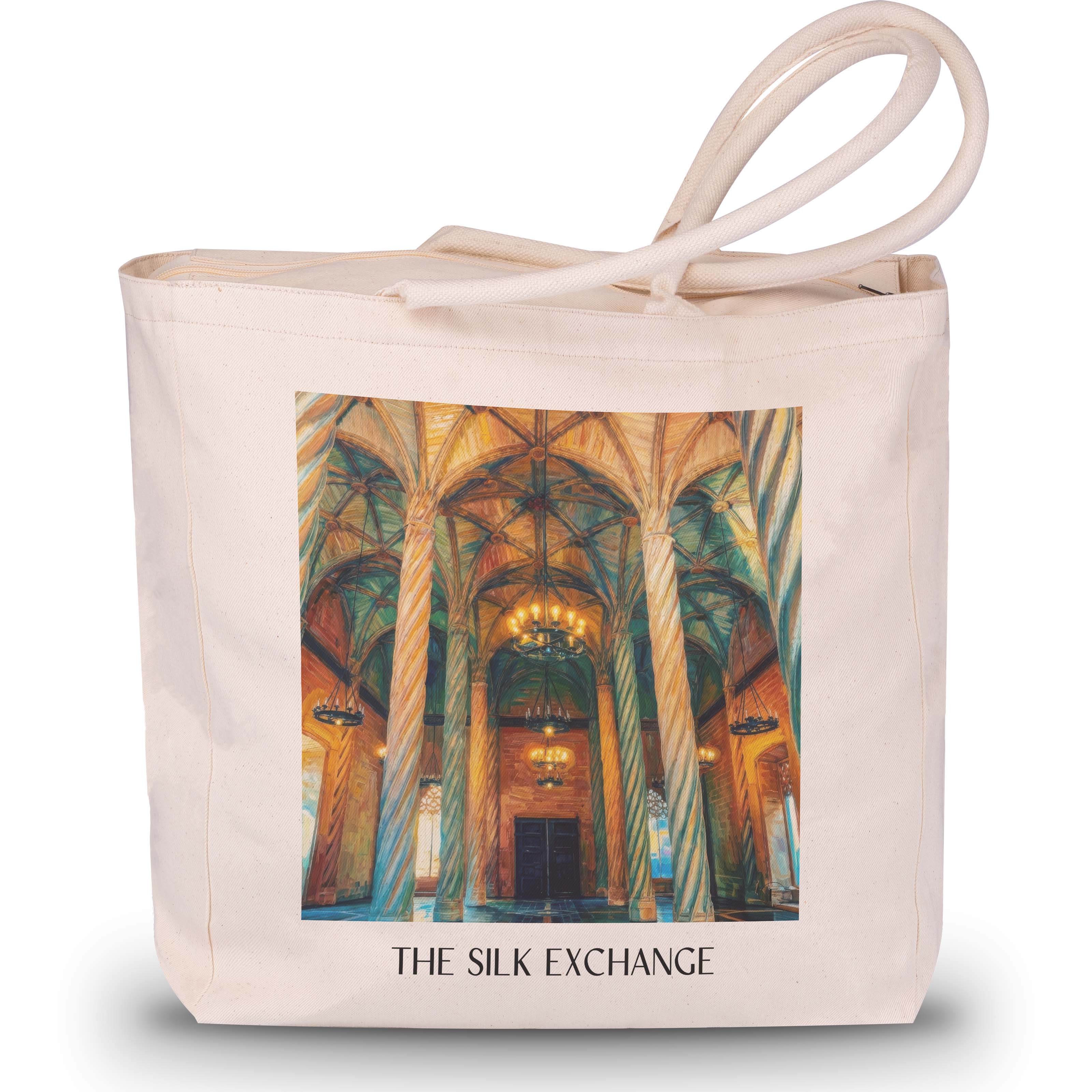Lonja de la Seda Shopping Tasche - Valencia - Spanien Tote Bag - Einkaufstasche im Ölgemälde Stil - favplace