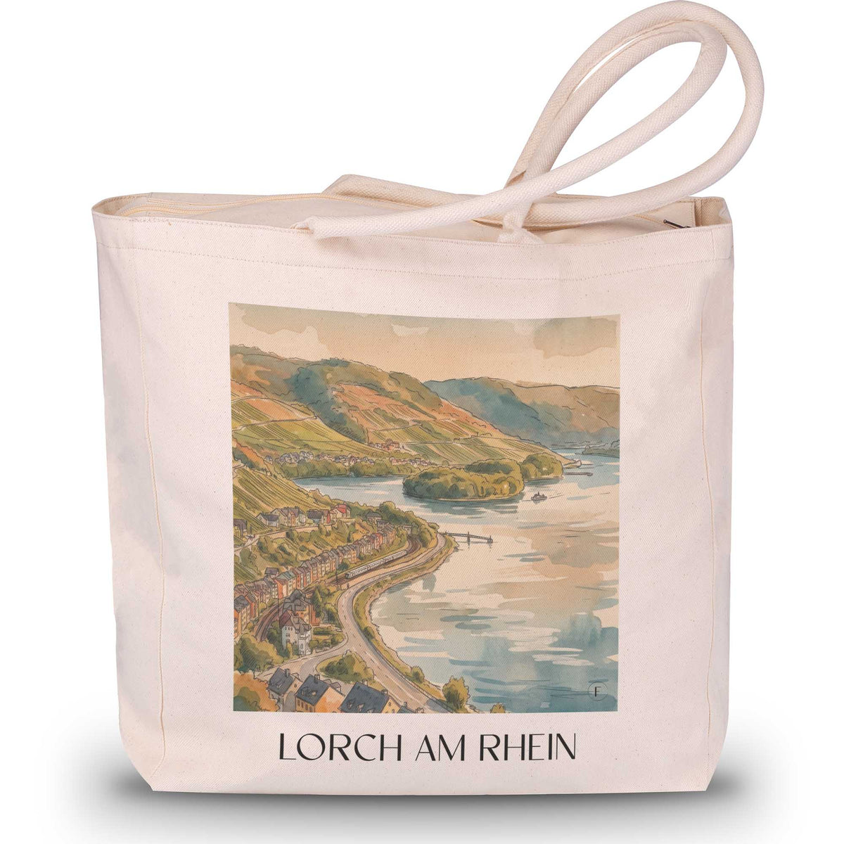 lorch-am-rhein-rheingau-deutschland-einkaufstasche-aquarell