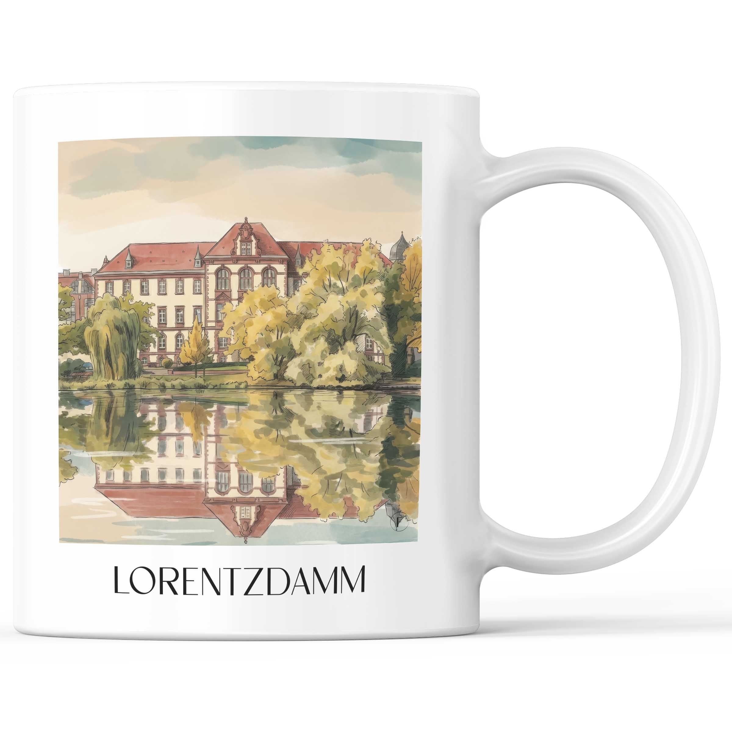 Lorentzdamm Kaffeebecher - Kiel - Deutschland Becher - Kaffeetasse im Aquarell Stil - favplace