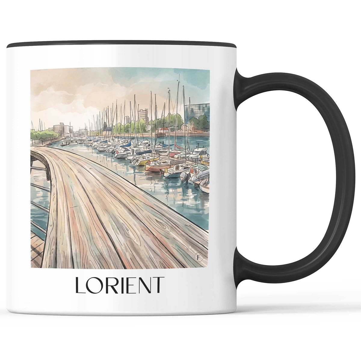 lorient-morbihan-frankreich-kaffeebecher-aquarell
