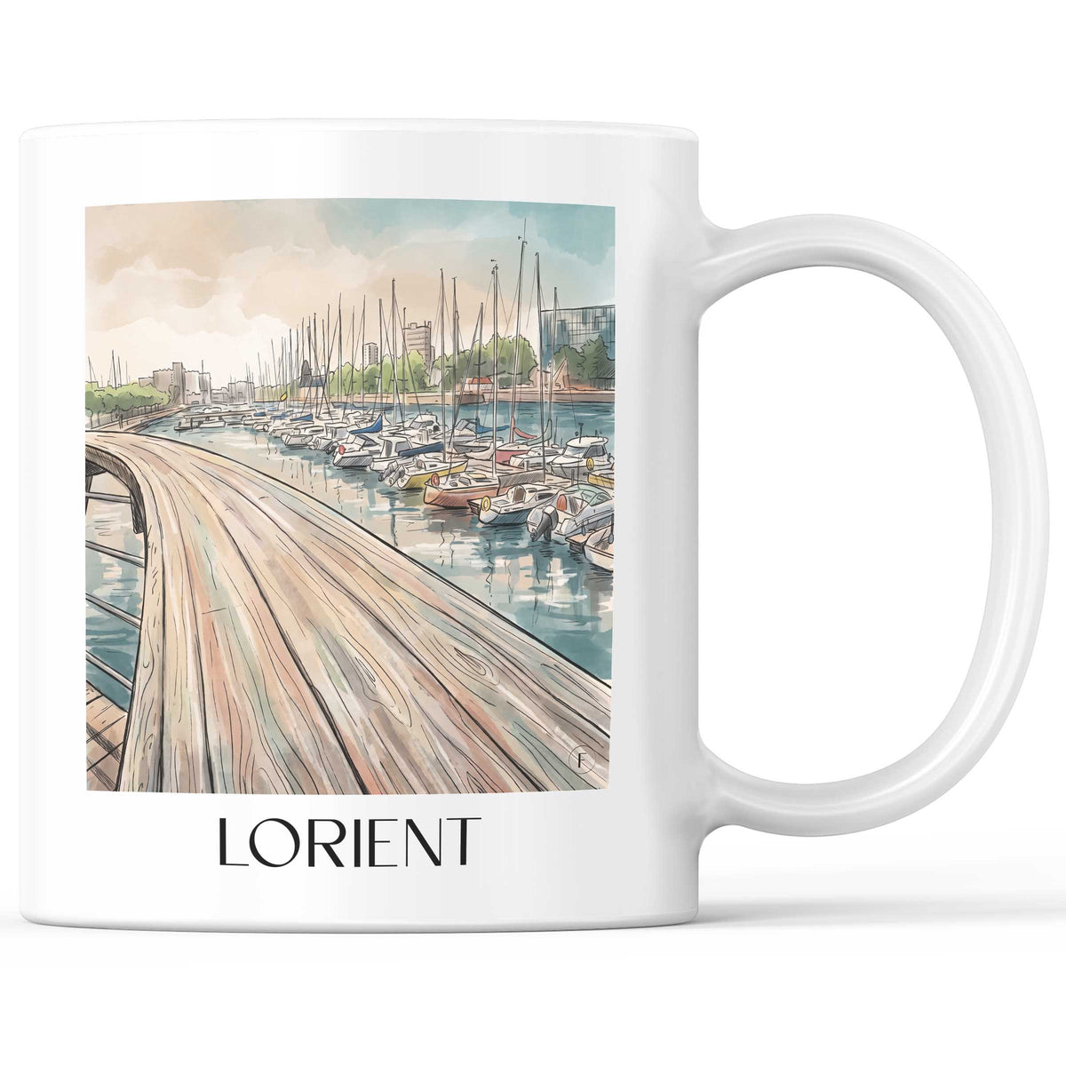 Lorient Kaffeebecher - Morbihan - Frankreich Becher - Kaffeetasse im Aquarell Stil - favplace