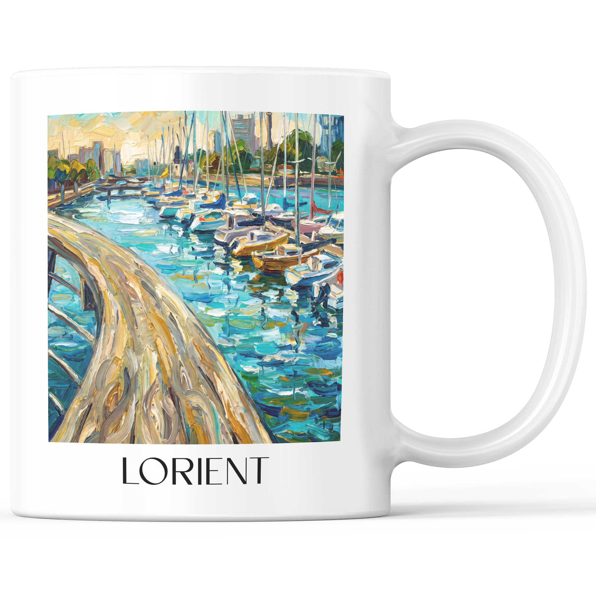 Lorient Kaffeebecher - Morbihan - Frankreich Becher - Kaffeetasse im Ölgemälde Stil - favplace
