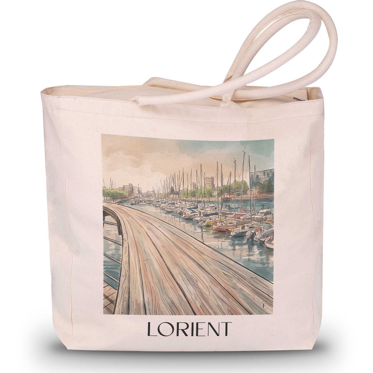 Lorient Shopping Tasche - Morbihan - Frankreich Tote Bag - Einkaufstasche im Aquarell Stil - favplace
