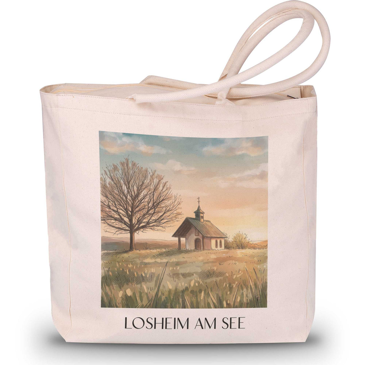 Losheim am See Shopping Tasche - Hochwald - Deutschland Tote Bag - Einkaufstasche im Aquarell Stil - favplace
