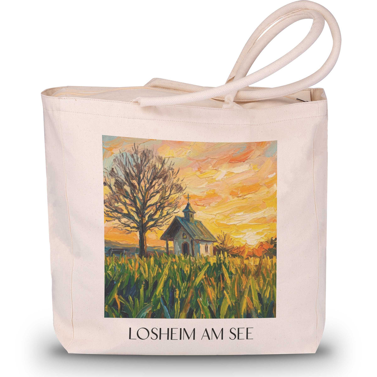 Losheim am See Shopping Tasche - Hochwald - Deutschland Tote Bag - Einkaufstasche im Ölgemälde Stil - favplace