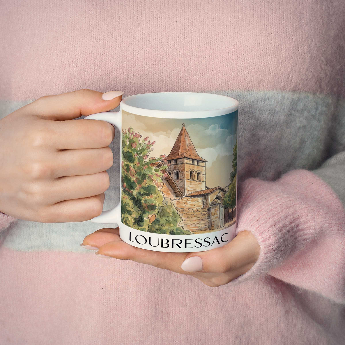 loubressac-vallée-de-la-dordogne-frankreich-kaffeebecher-aquarell