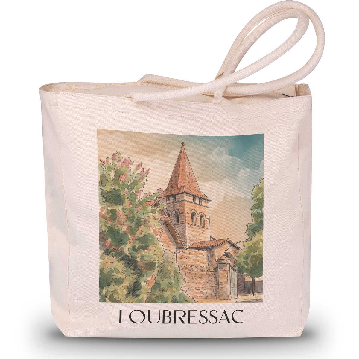Loubressac Shopping Tasche - Vallée de la Dordogne - Frankreich Tote Bag - Einkaufstasche im Aquarell Stil - favplace
