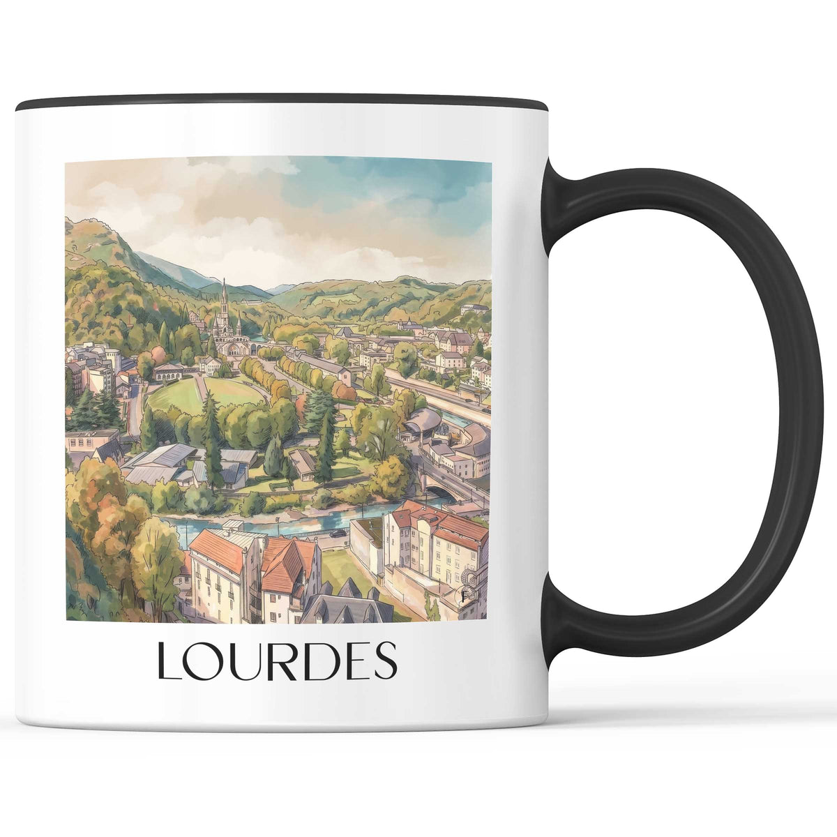 lourdes-pyrénées-frankreich-kaffeebecher-aquarell