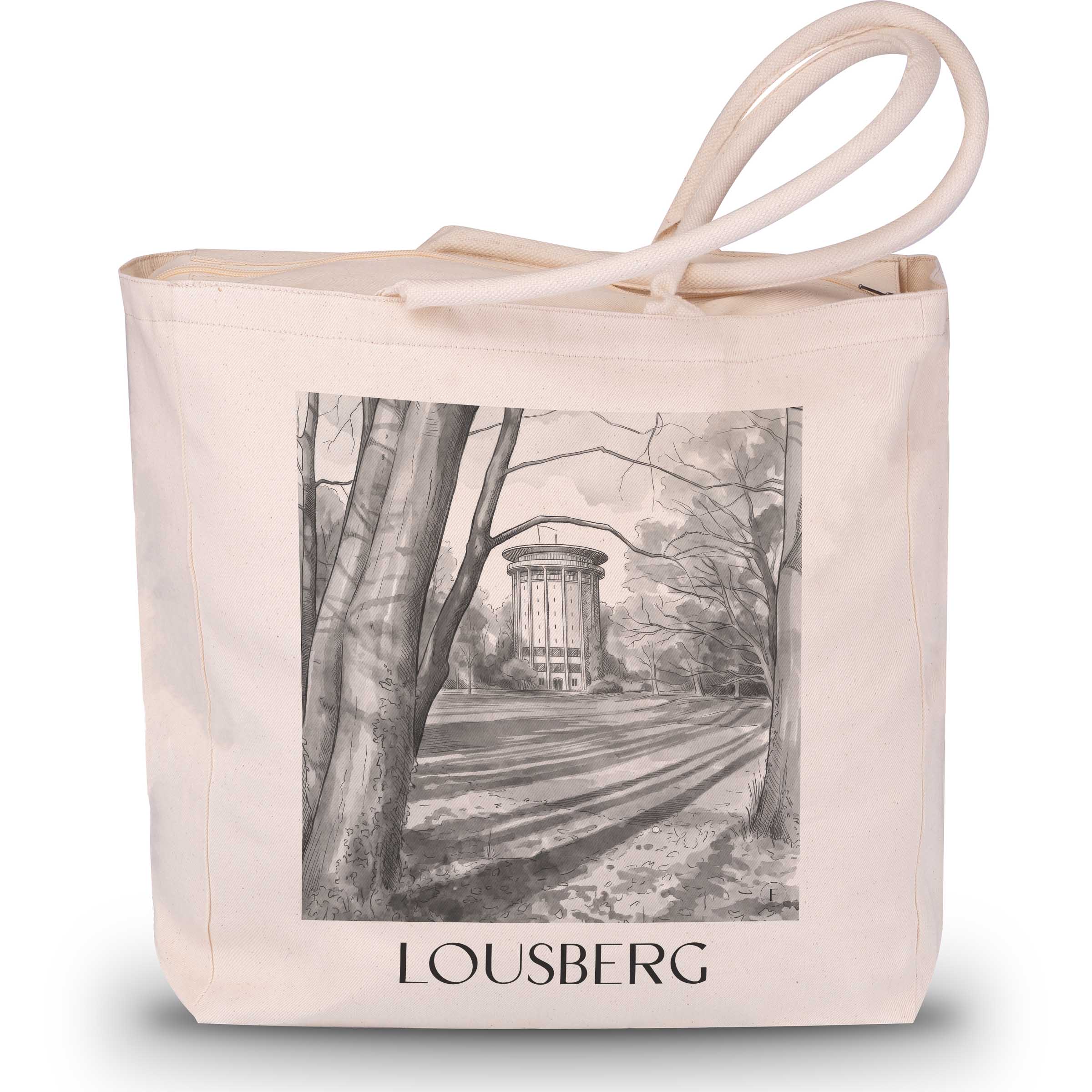 lousberg-aachen-deutschland-einkaufstasche-aquarell-schwarz-weiss