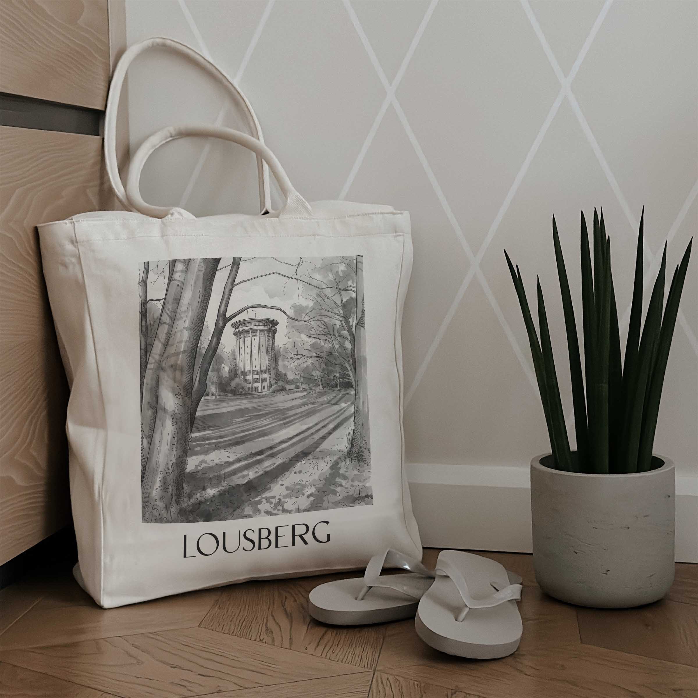 lousberg-aachen-deutschland-einkaufstasche-aquarell-schwarz-weiss