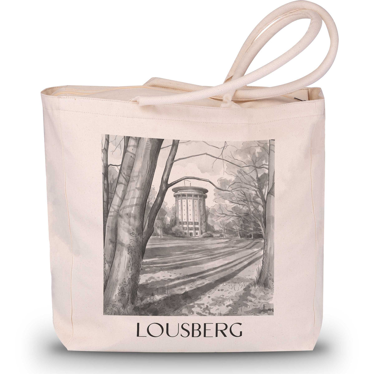Lousberg Shopping Tasche - Aachen - Deutschland Tote Bag - Einkaufstasche im Aquarell Schwarz-Weiß Stil - favplace