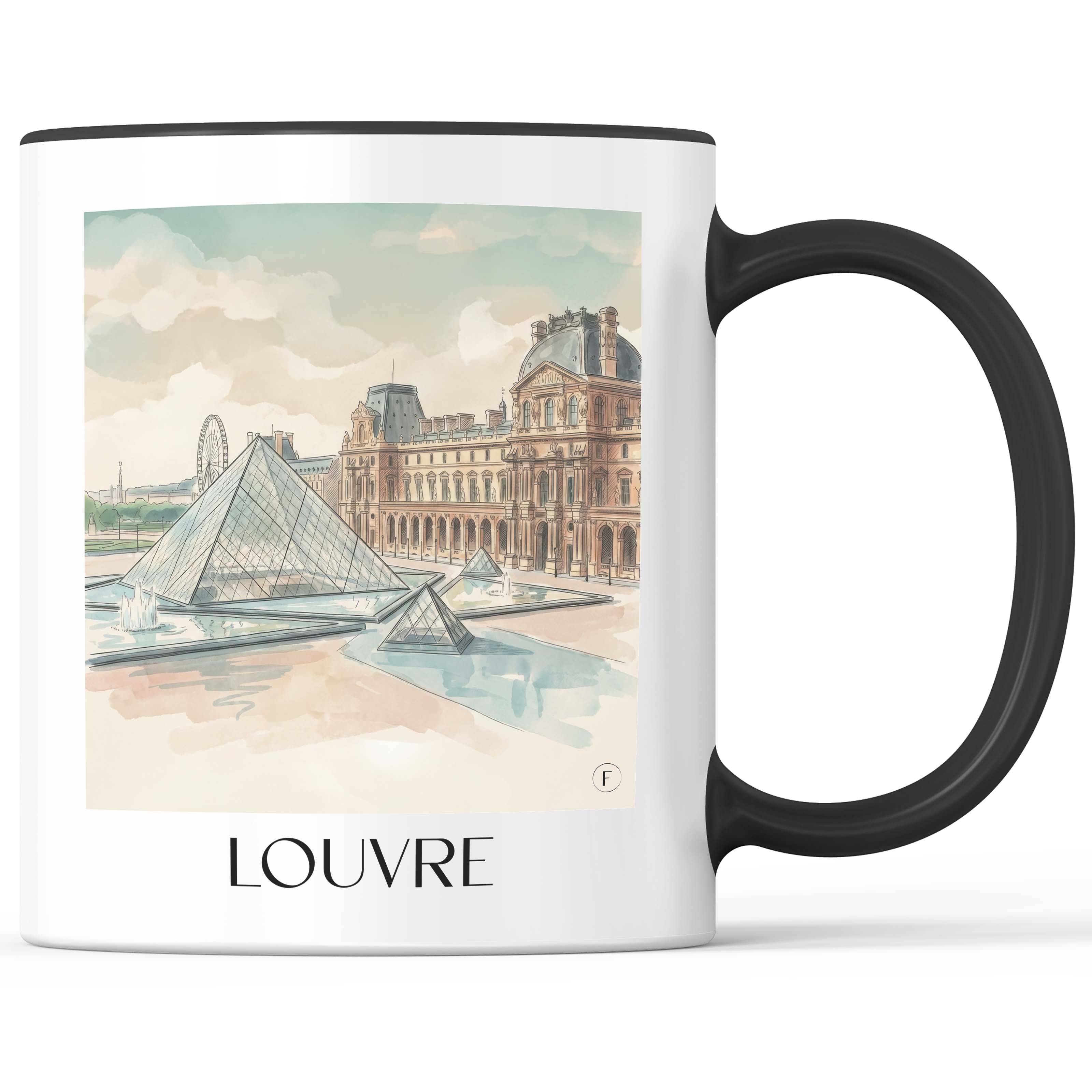 Louvre Kaffeebecher - Paris - Frankreich Becher - Kaffeetasse im Aquarell Stil - favplace