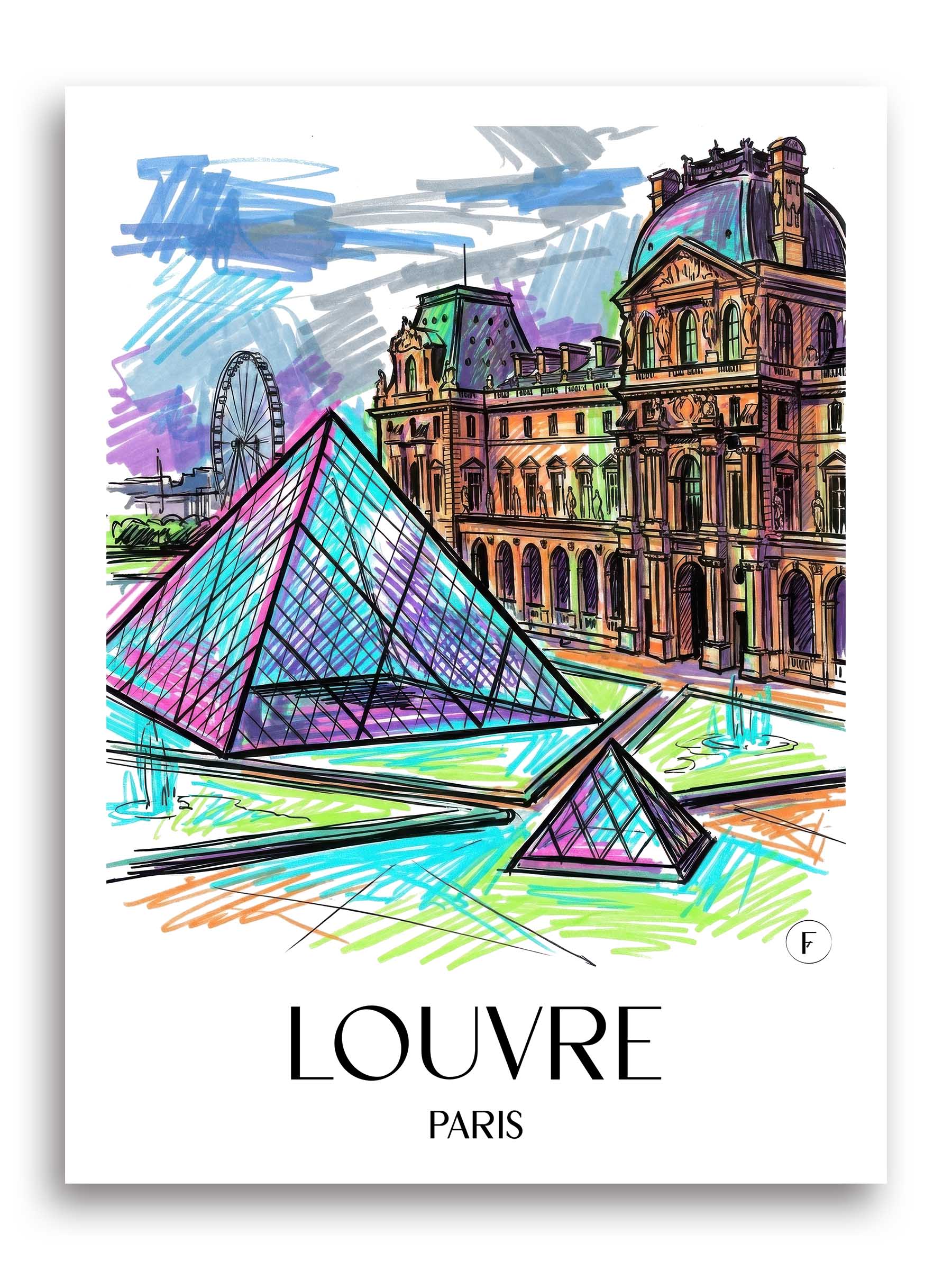Louvre Poster - Paris - Frankreich Kunstdruck - Tag Graffiti von A4 bis A1 - favplace