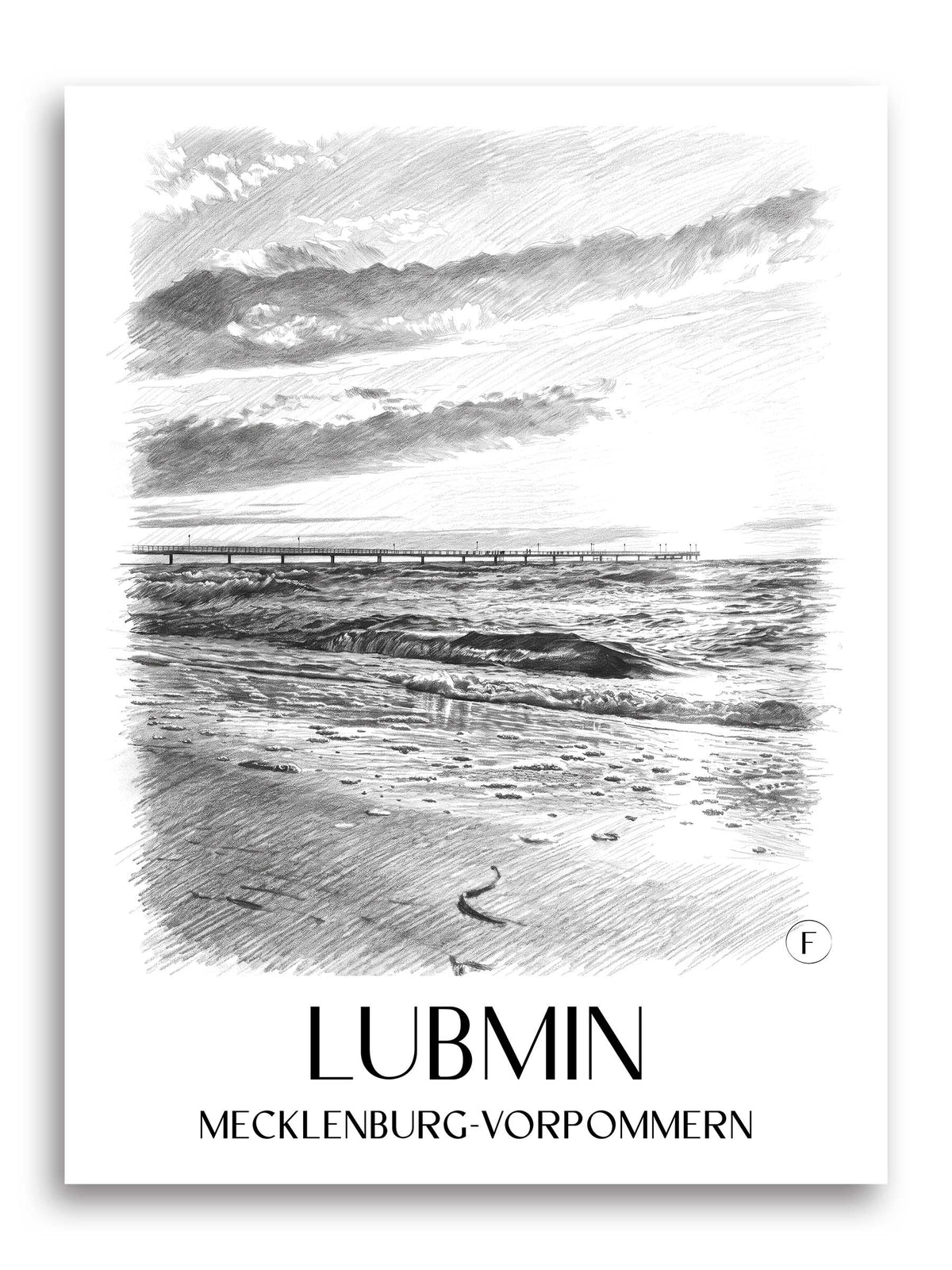 Lubmin Poster - Mecklenburg-Vorpommern - Deutschland Kunstdruck - Zeichnung von A4 bis A1