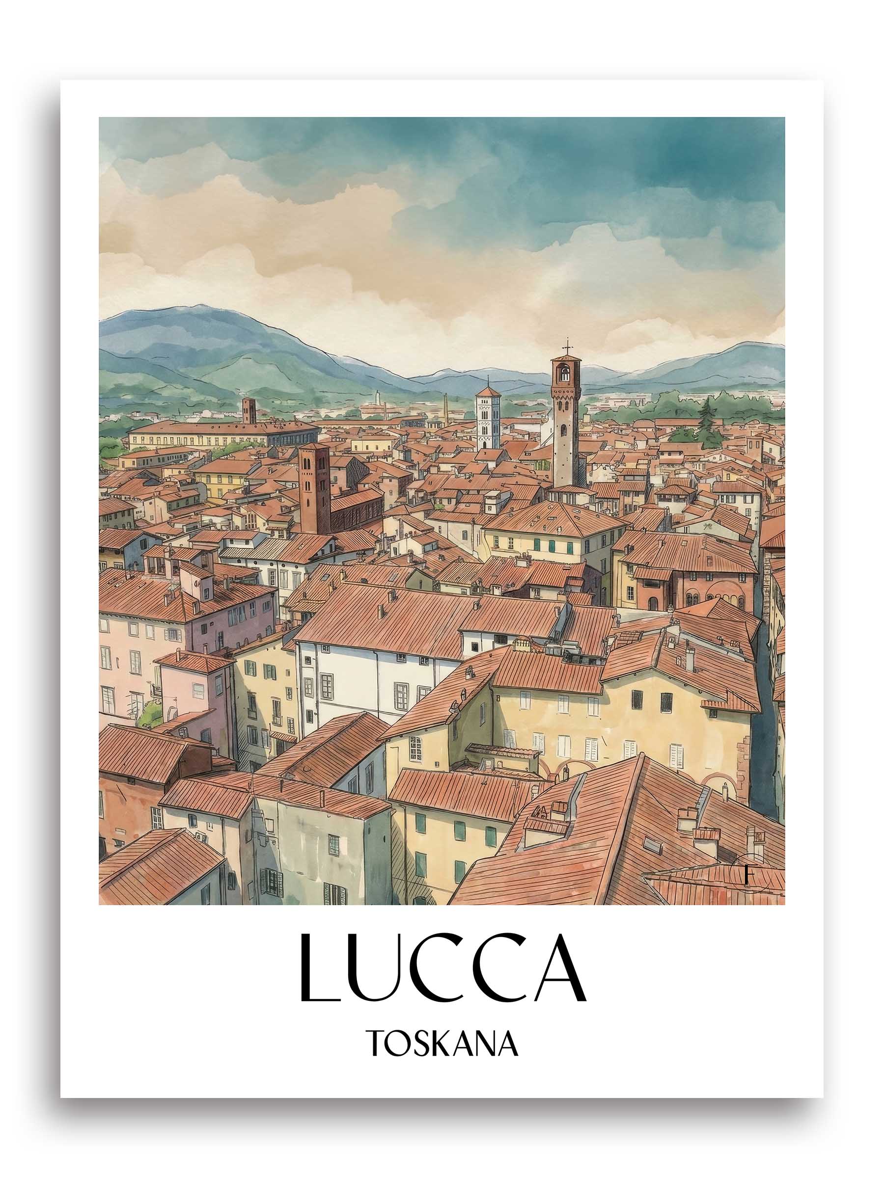 lucca-toskana-italien-poster-aquarell