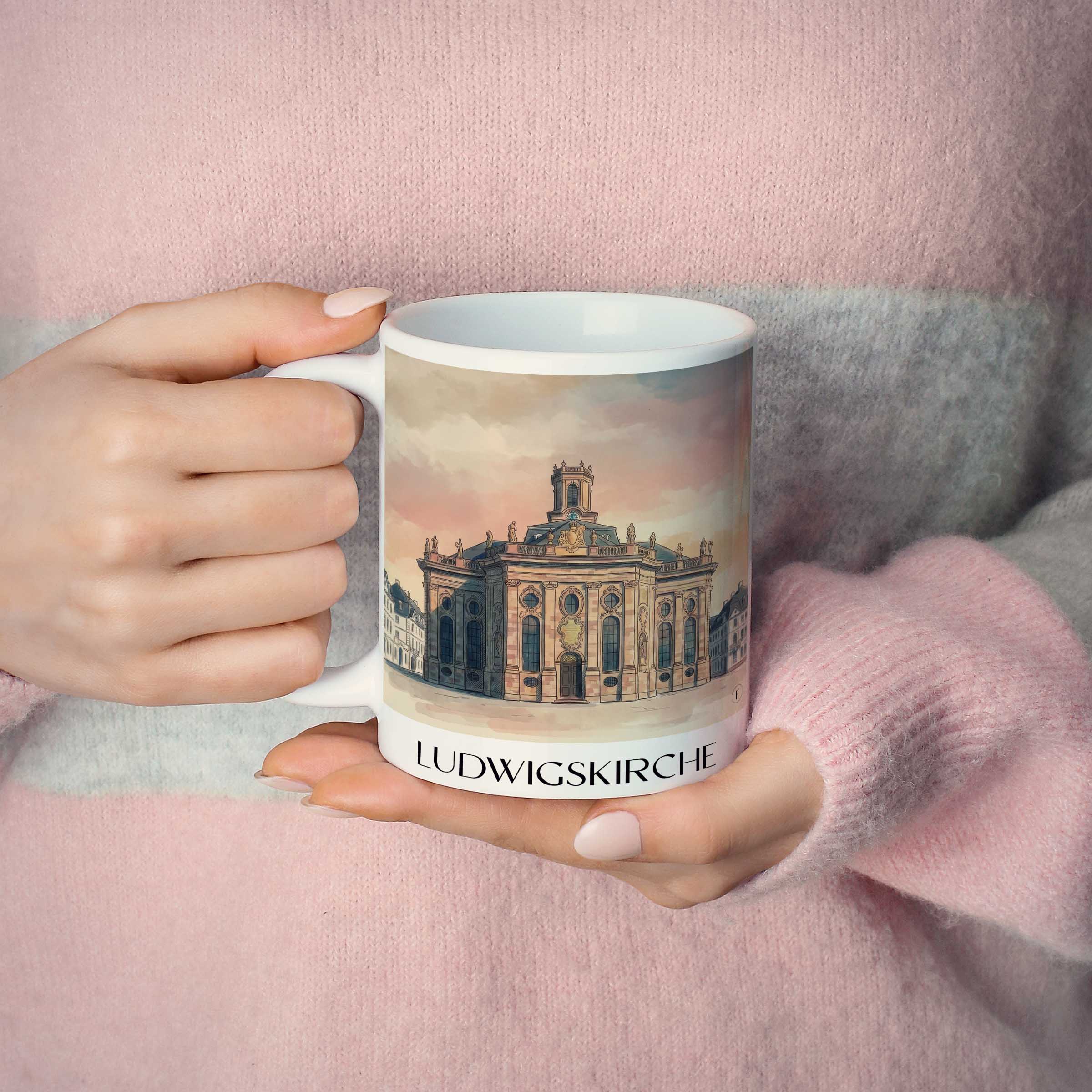 ludwigskirche-saarbrücken-deutschland-kaffeebecher-aquarell