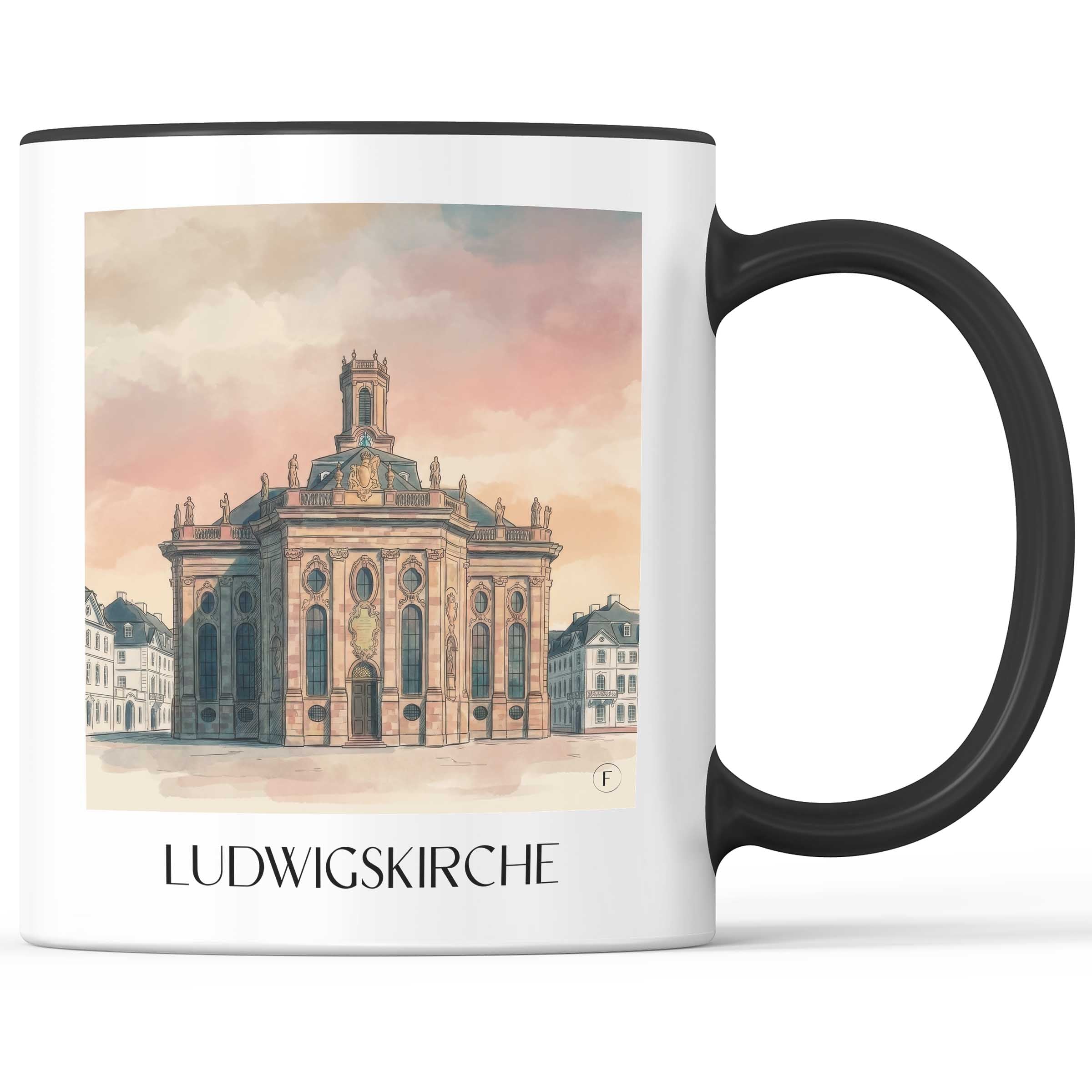 Ludwigskirche Kaffeebecher - Saarbrücken - Deutschland Becher - Kaffeetasse im Aquarell Stil - favplace
