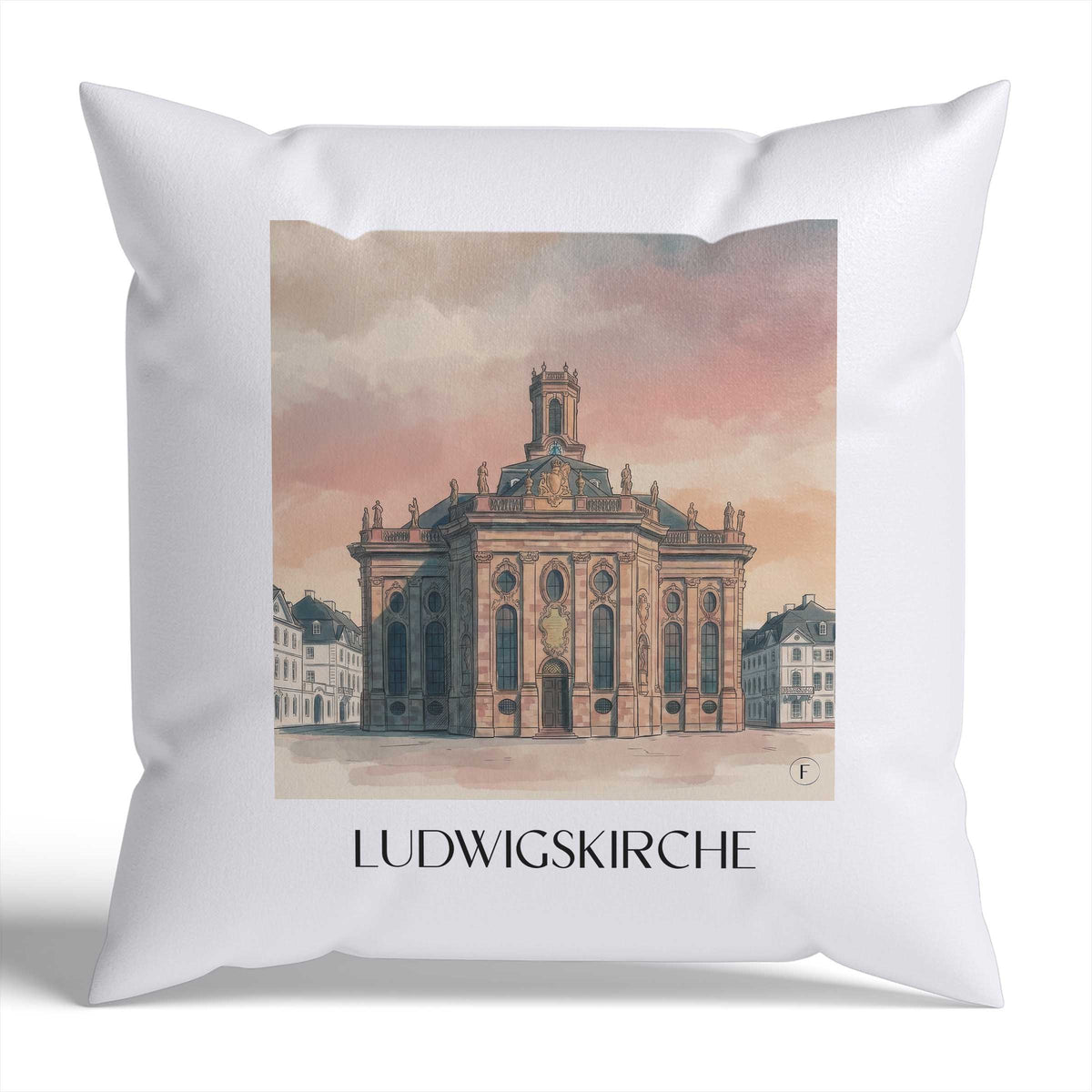 ludwigskirche-saarbrücken-deutschland-kissenbezug-aquarell