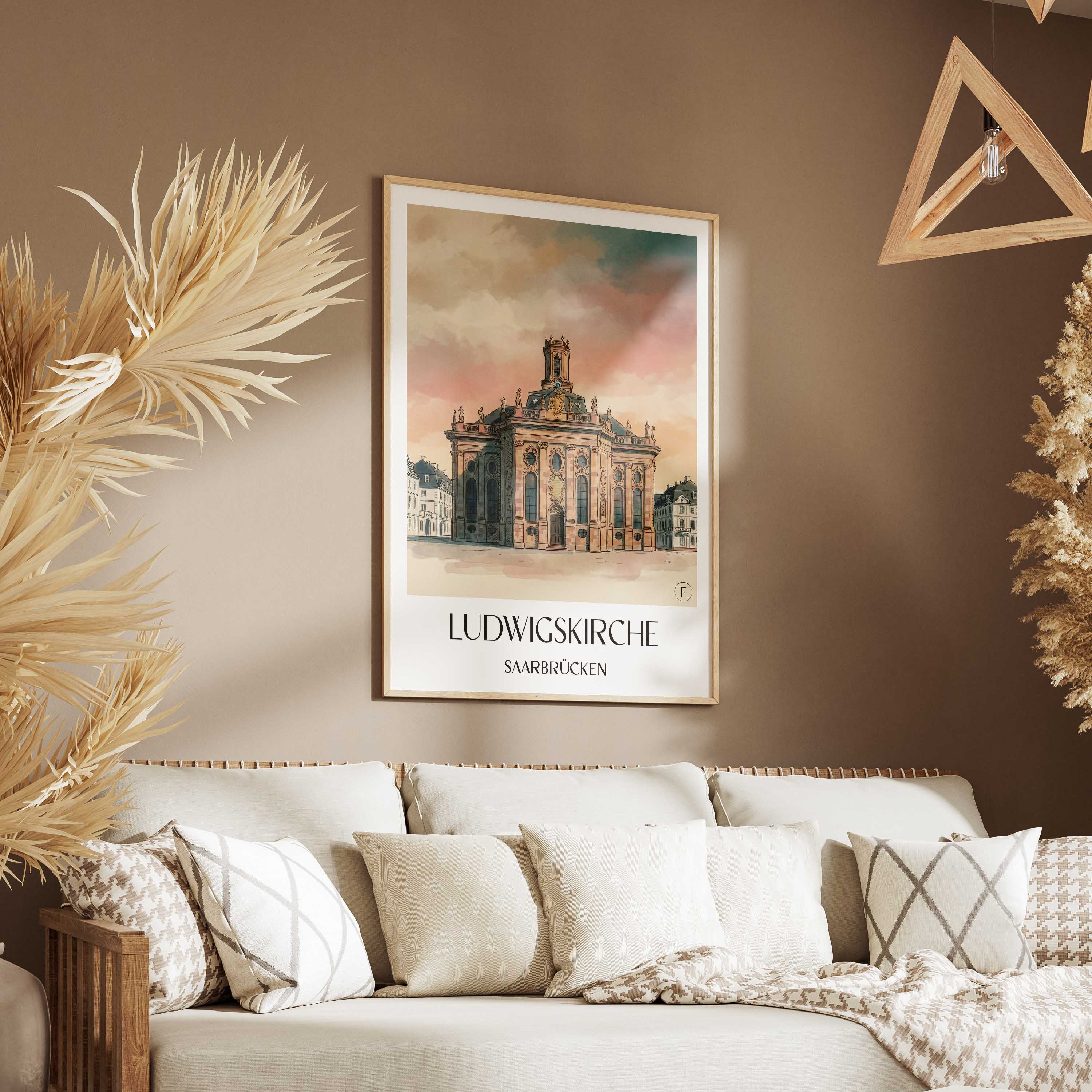 ludwigskirche-saarbrücken-deutschland-poster-aquarell