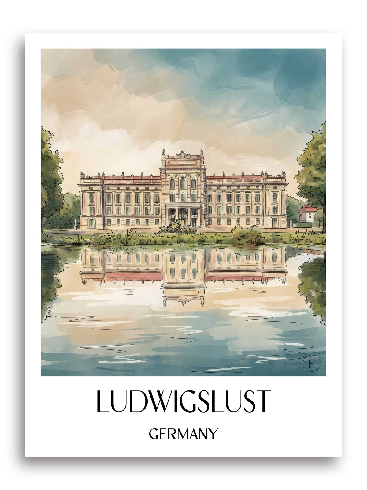 Ludwigslust Poster - Mecklenburg-Vorpommern - Deutschland Kunstdruck - Aquarell von A4 bis A1 - favplace