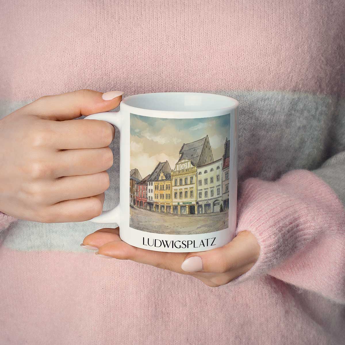ludwigsplatz-straubing-deutschland-kaffeebecher-aquarell
