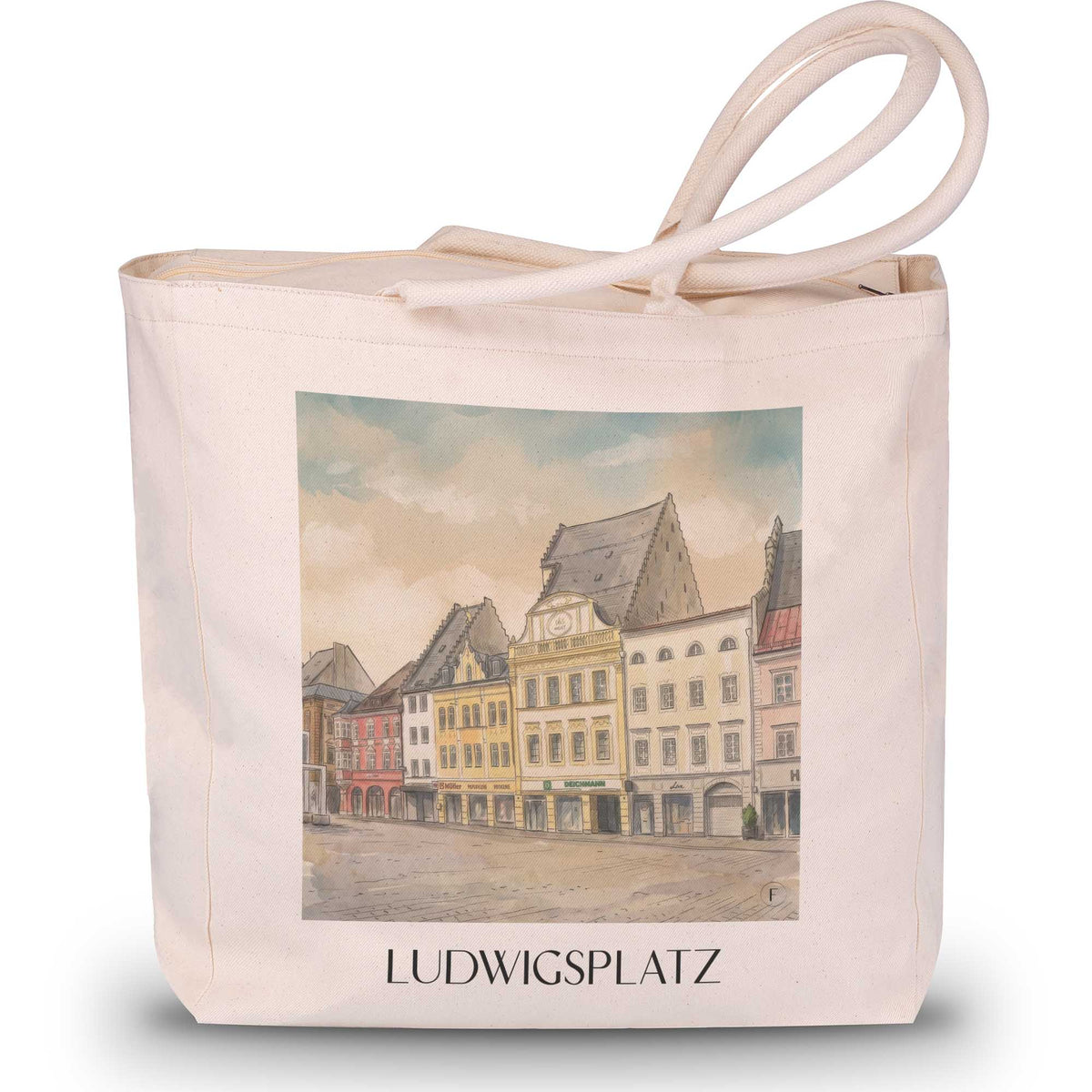 ludwigsplatz-straubing-deutschland-einkaufstasche-aquarell