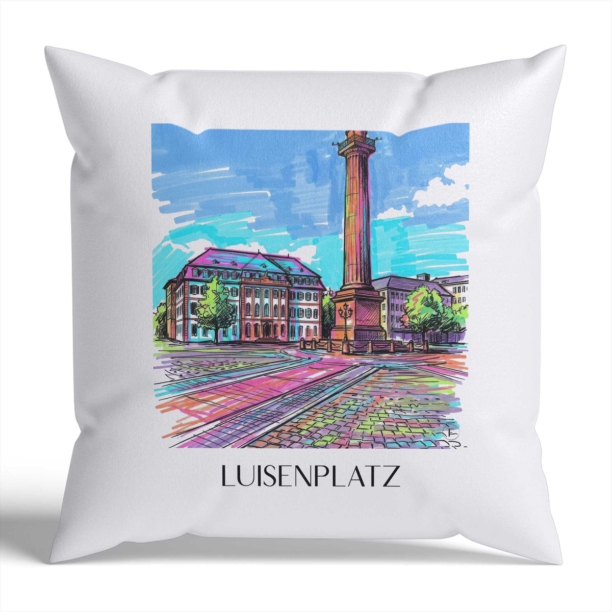 Luisenplatz Kissenhülle - Zierkissen Bezug - Darmstadt - Deutschland Kissen bzw. Kissenbezug im Tag Graffiti Stil - favplace