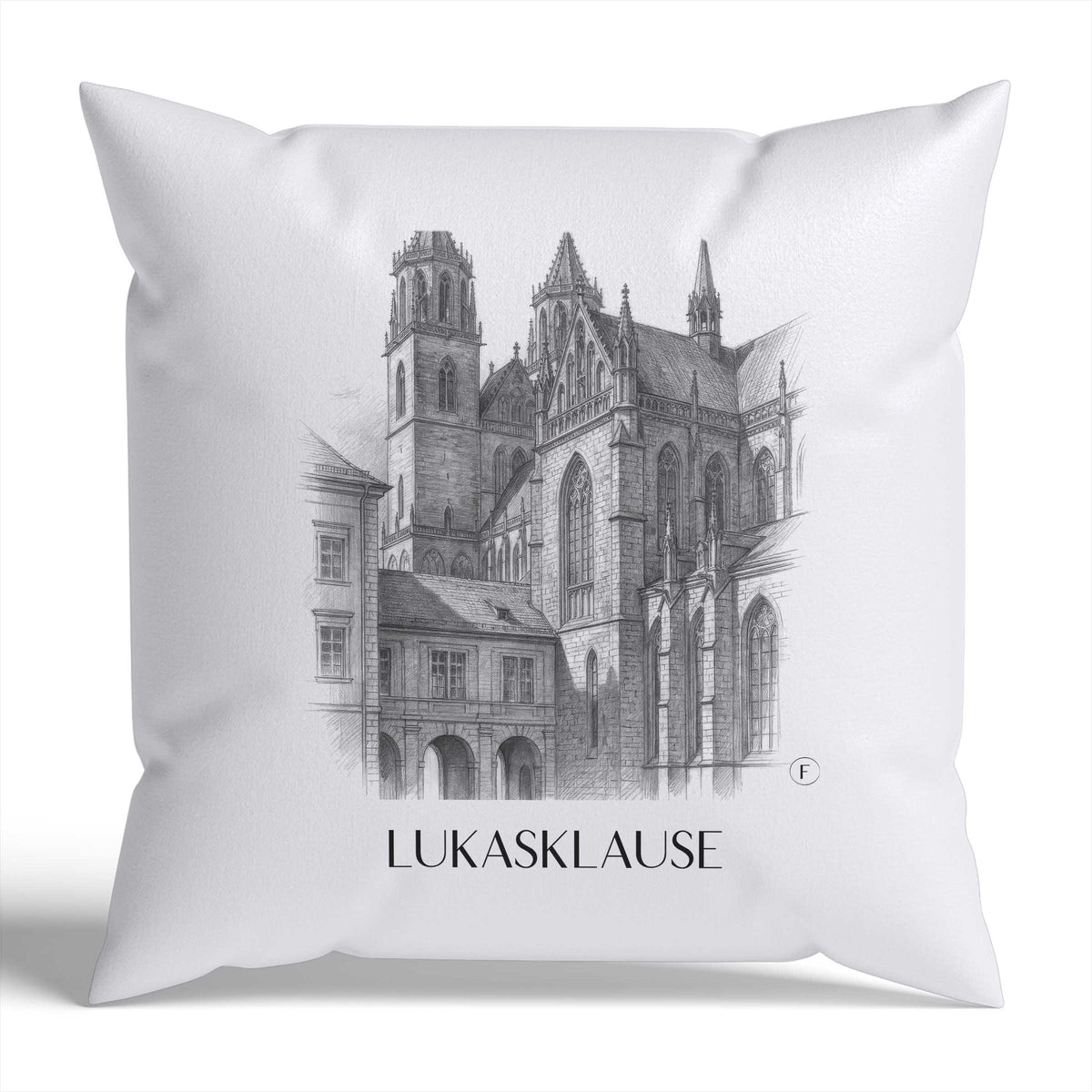 Lukasklause Kissenhülle - Zierkissen Bezug - Magdeburg - Deutschland Kissen bzw. Kissenbezug im Zeichnung Stil - favplace