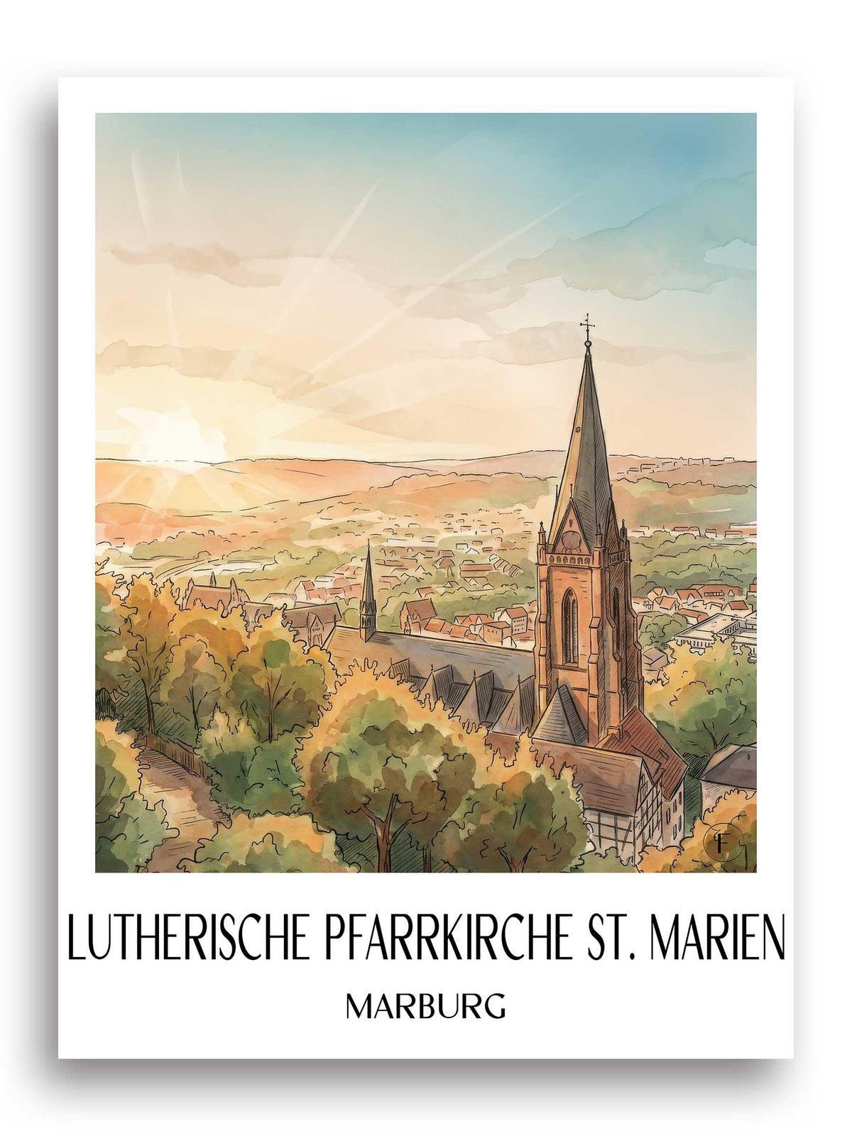 lutherische-pfarrkirche-st.-marien-marburg-deutschland-poster-aquarell
