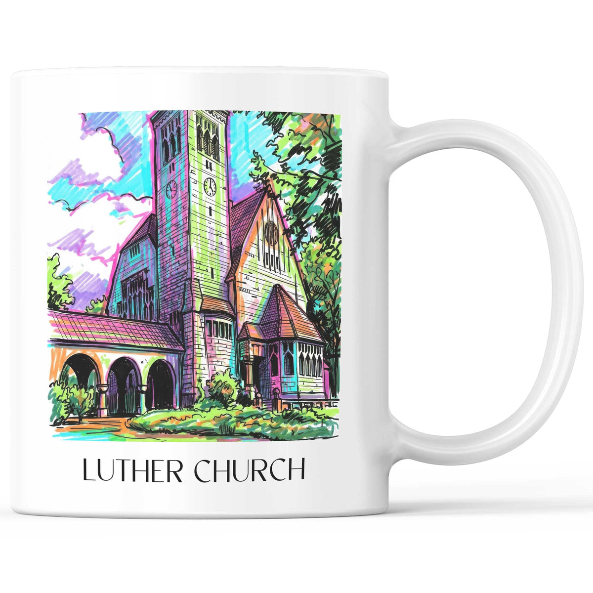 Lutherkirche Kaffeebecher - Bochum - Deutschland Becher - Kaffeetasse im Tag Graffiti Stil - favplace