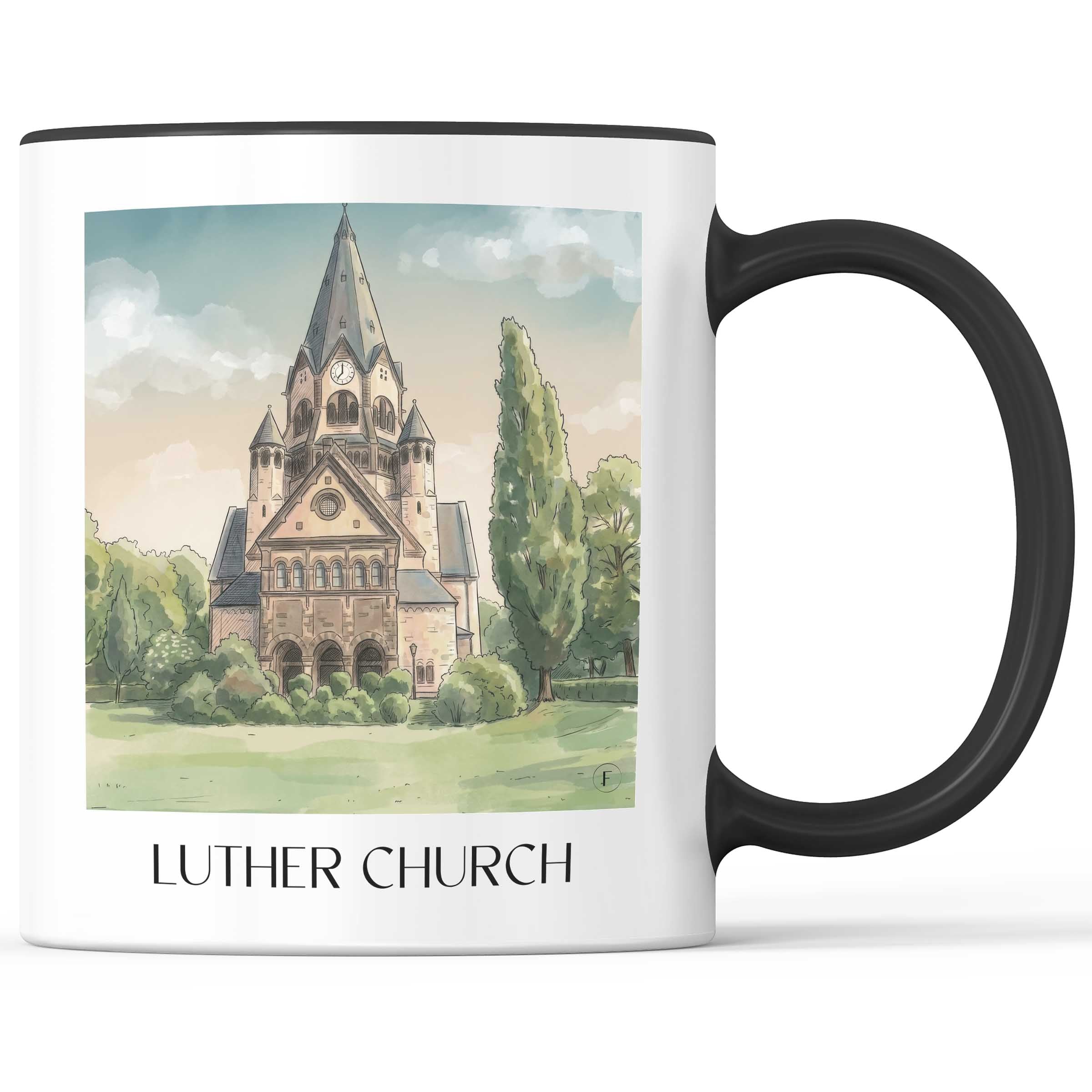 Lutherkirche Kaffeebecher - Chemnitz - Deutschland Becher - Kaffeetasse im Aquarell Stil - favplace