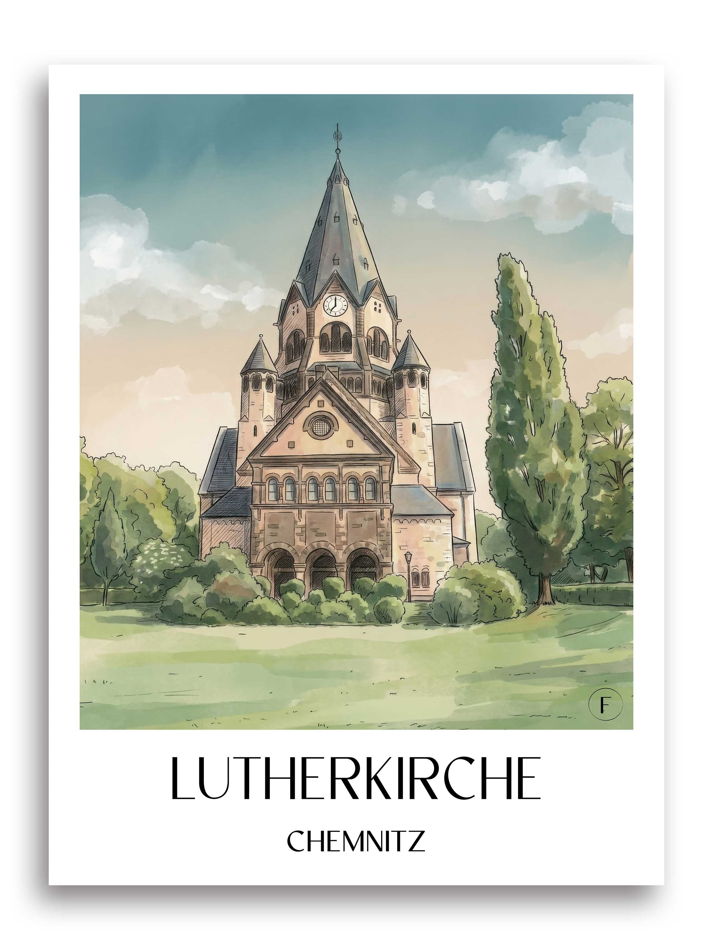 lutherkirche-chemnitz-deutschland-poster-aquarell