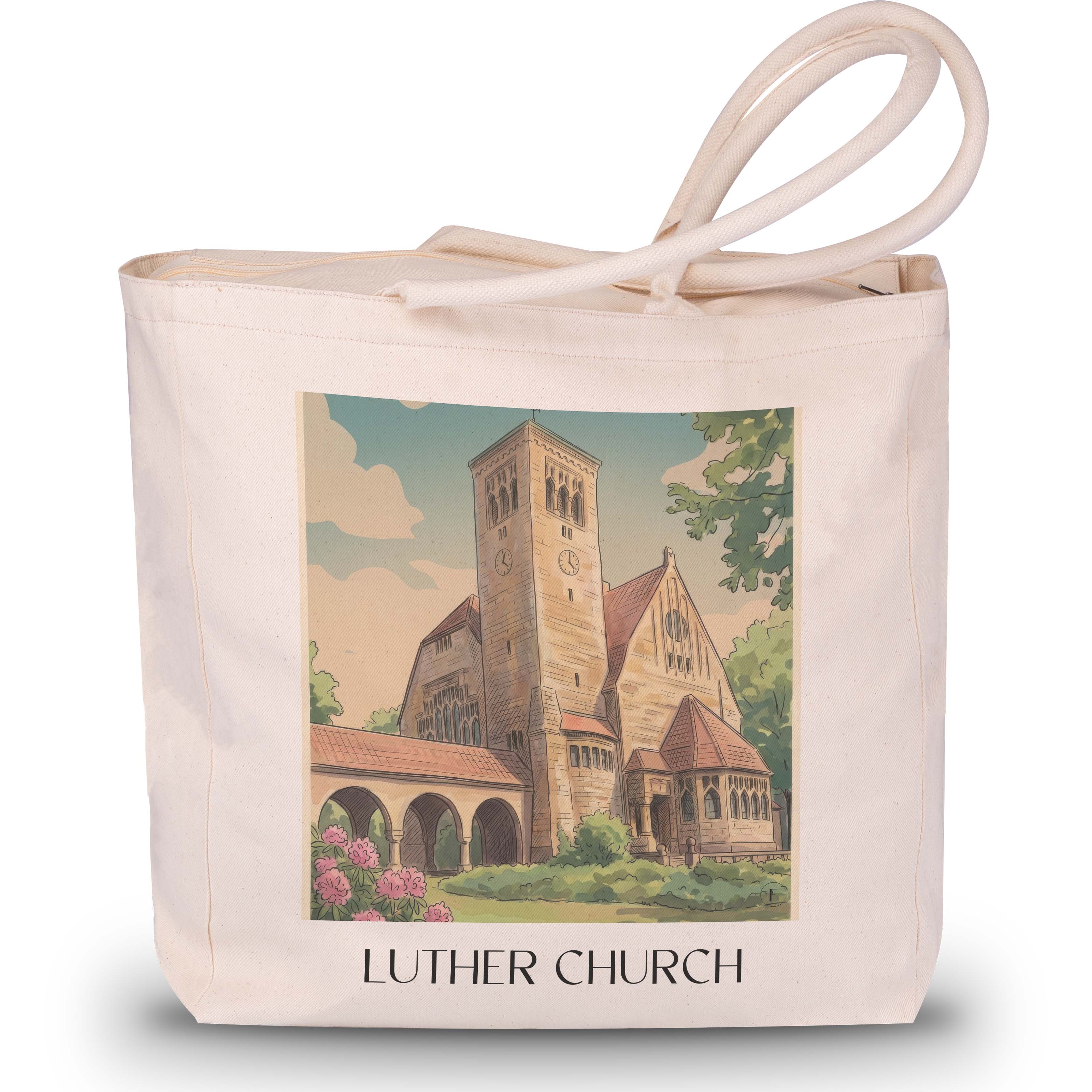 Lutherkirche Shopping Tasche - Bochum - Deutschland Tote Bag - Einkaufstasche im Aquarell Stil - favplace