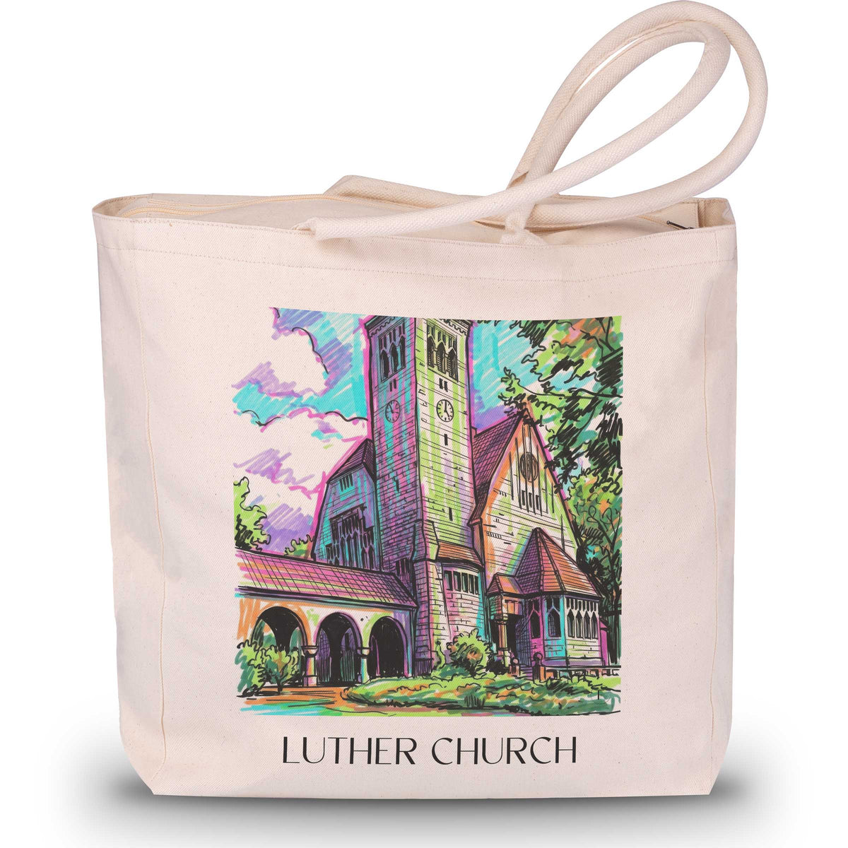 Lutherkirche Shopping Tasche - Bochum - Deutschland Tote Bag - Einkaufstasche im Tag Graffiti Stil - favplace