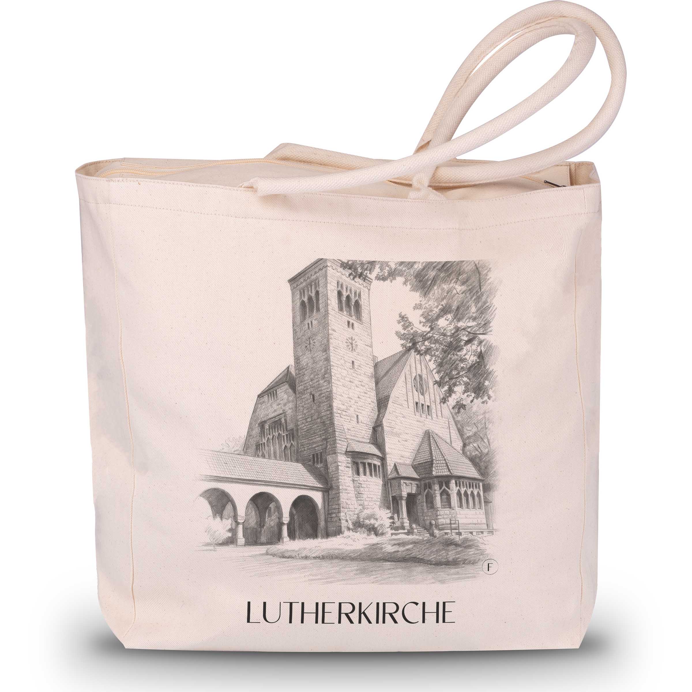 lutherkirche-bochum-deutschland-einkaufstasche-bleistift-zeichnung-drawing