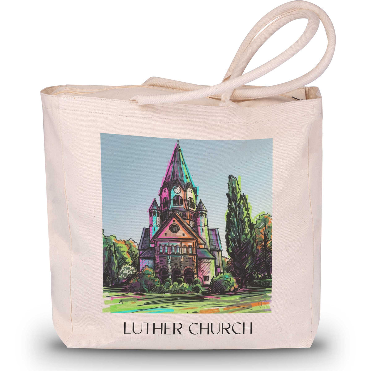 Lutherkirche Shopping Tasche - Chemnitz - Deutschland Tote Bag - Einkaufstasche im Tag Graffiti Stil - favplace