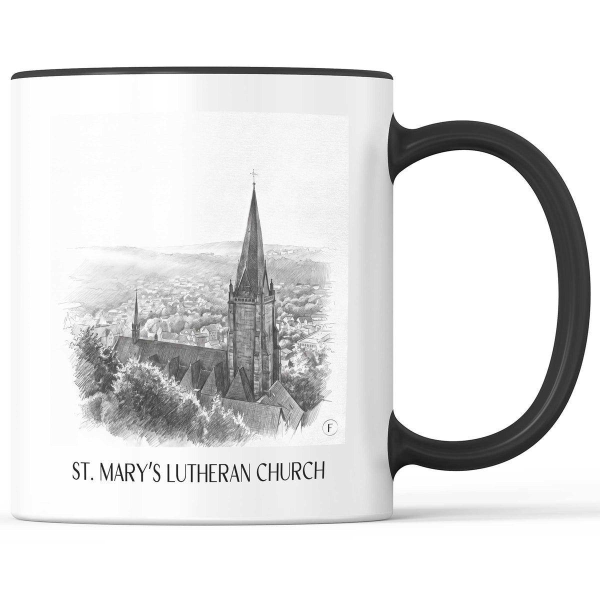 Lutherkirche St. Marien Kaffeebecher - Marburg - Deutschland Becher - Kaffeetasse im Zeichnung Stil