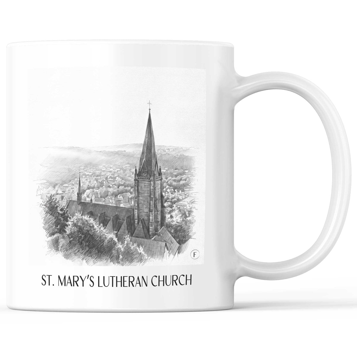Lutherkirche St. Marien Kaffeebecher - Marburg - Deutschland Becher - Kaffeetasse im Zeichnung Stil
