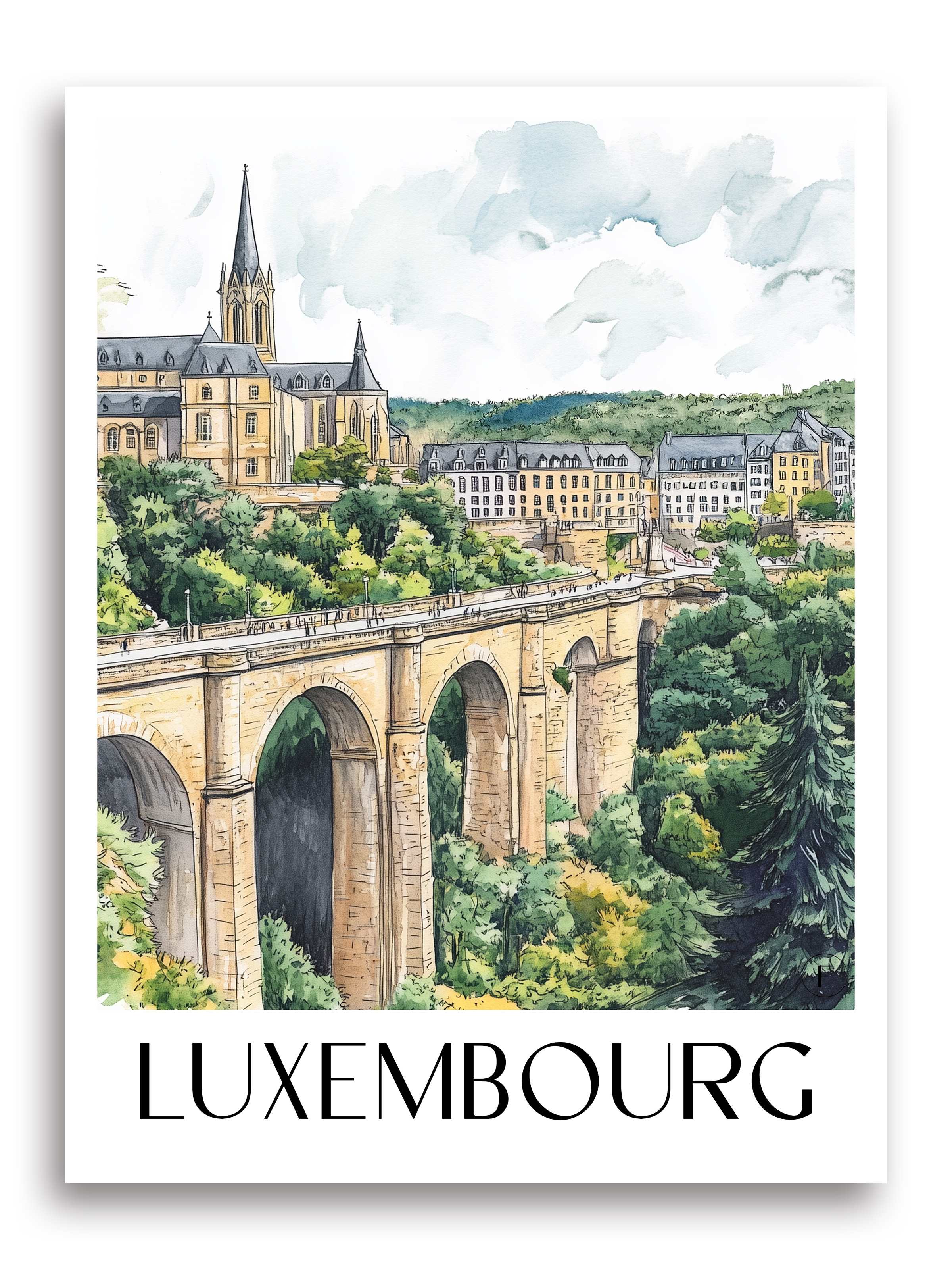 Luxemburg Poster - Luxemburg Kunstdruck - Aquarell von A4 bis A1 - favplace