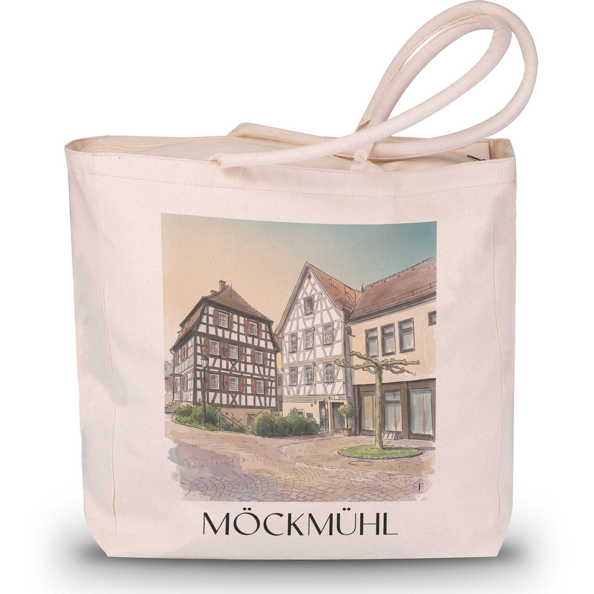 möckmühl-hohenlohe-deutschland-einkaufstasche-aquarell
