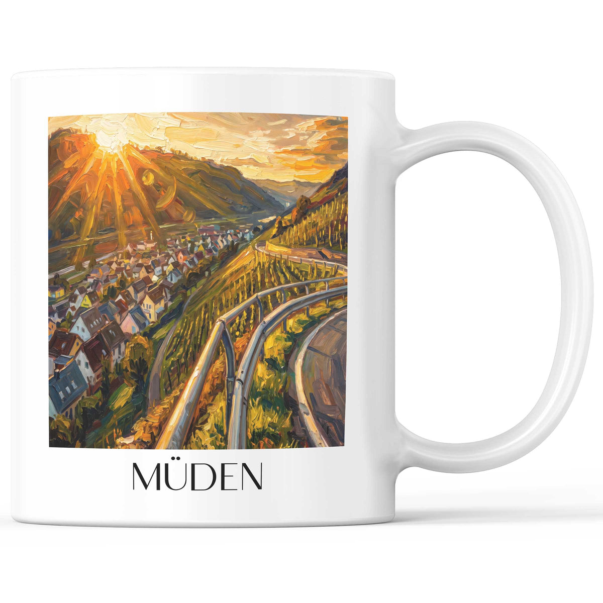 Müden Kaffeebecher - Mosel - Deutschland Becher - Kaffeetasse im Ölgemälde Stil - favplace