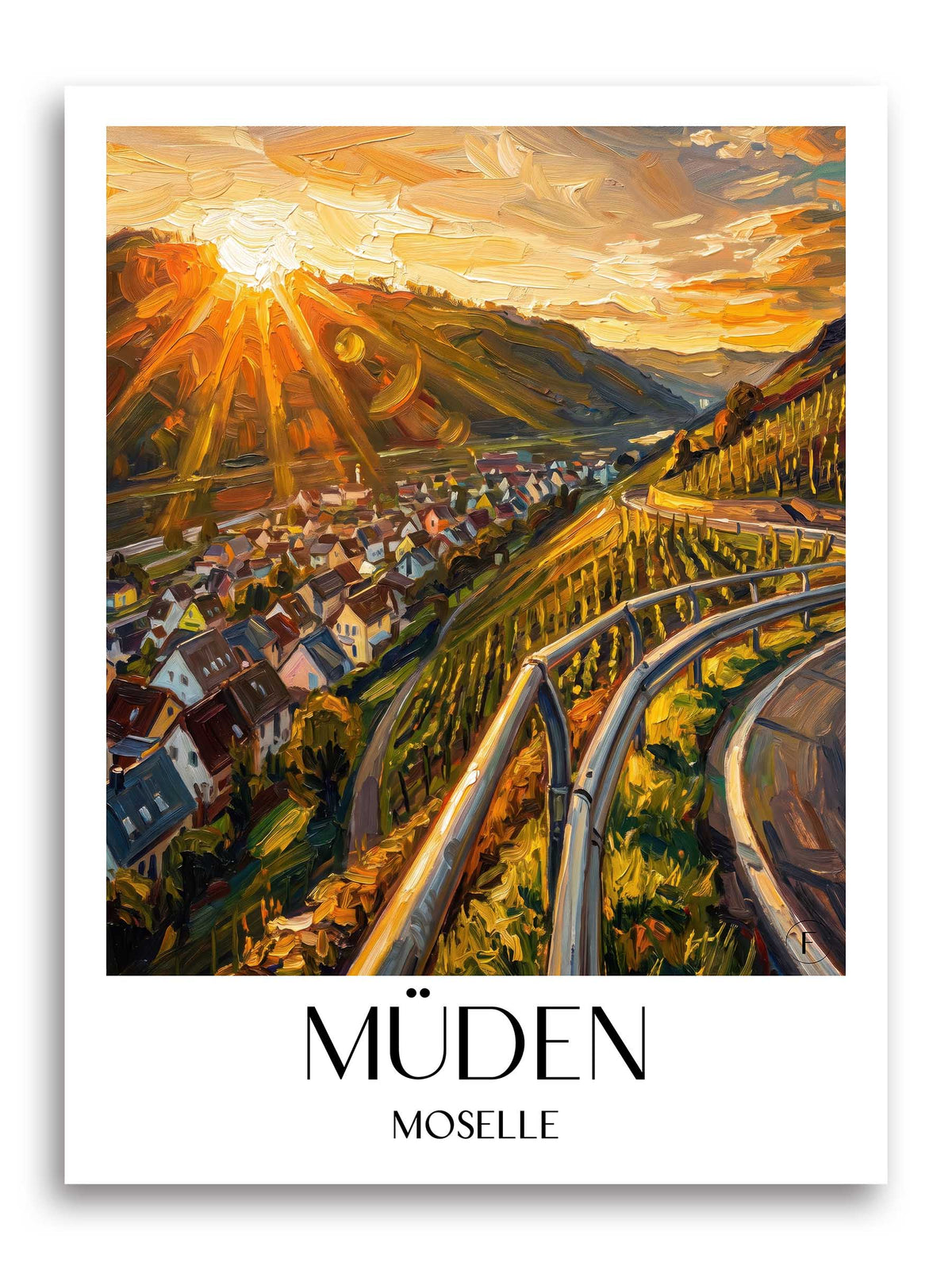 Müden Poster - Mosel - Deutschland Kunstdruck - Ölgemälde von A4 bis A1 - favplace