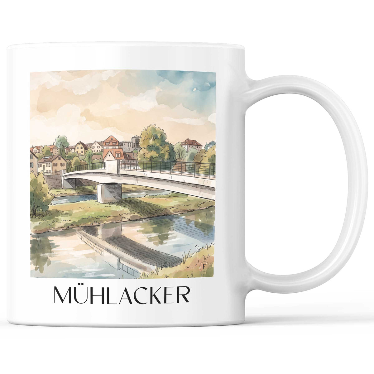 Mühlacker Kaffeebecher - Enztal - Deutschland Becher - Kaffeetasse im Aquarell Stil