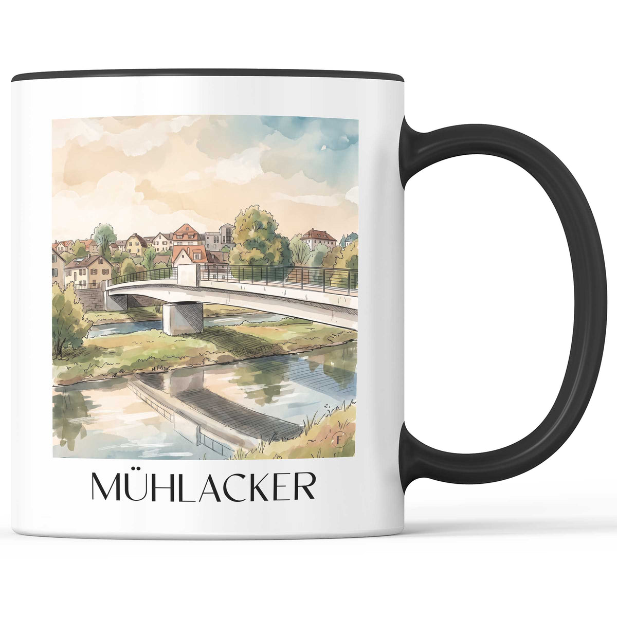 Mühlacker Kaffeebecher - Enztal - Deutschland Becher - Kaffeetasse im Aquarell Stil