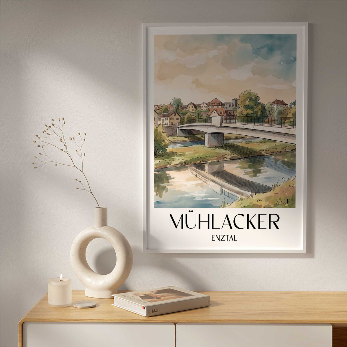 mühlacker-enztal-deutschland-poster-aquarell