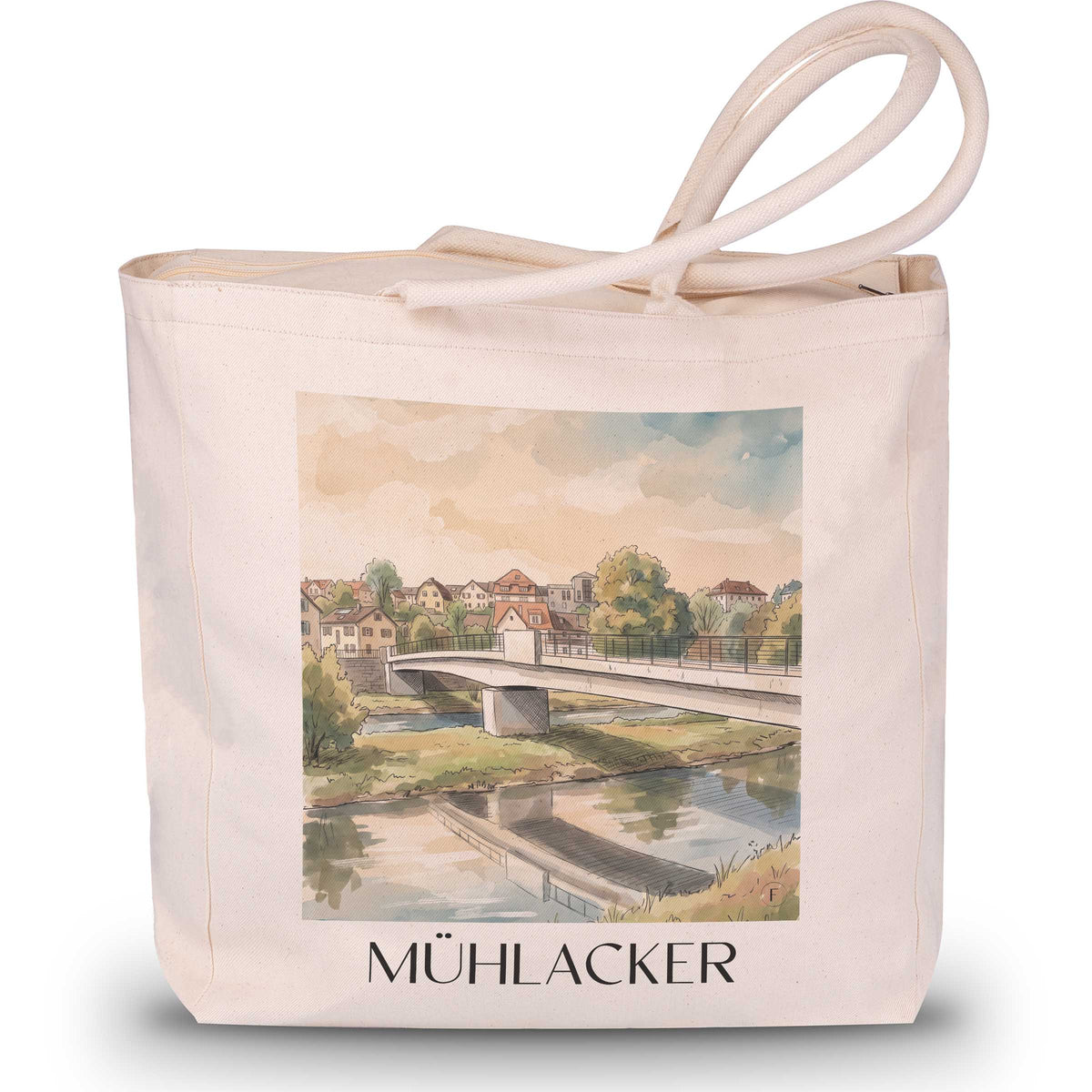 mühlacker-enztal-deutschland-einkaufstasche-aquarell