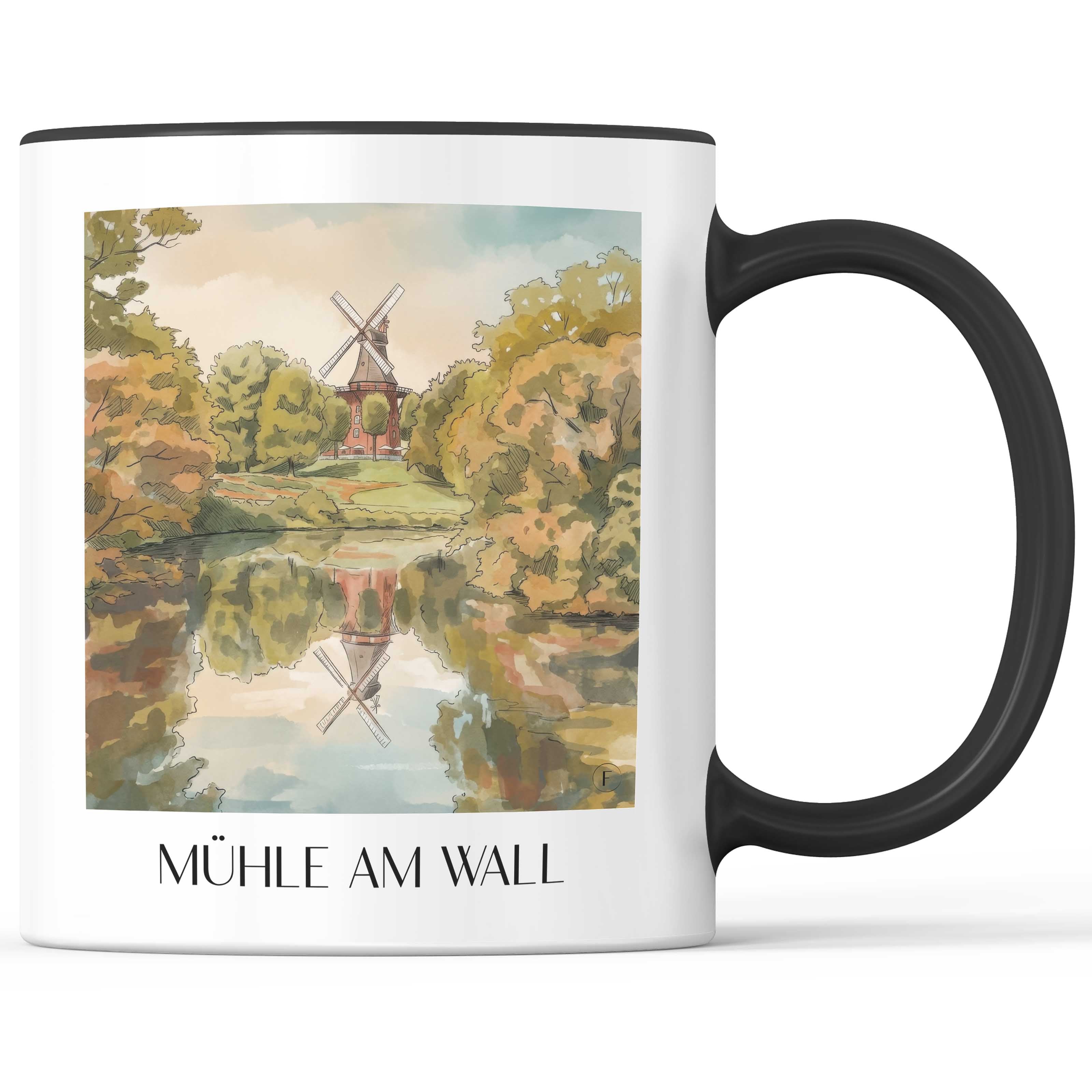 mühle-am-wall-bremen-deutschland-kaffeebecher-aquarell