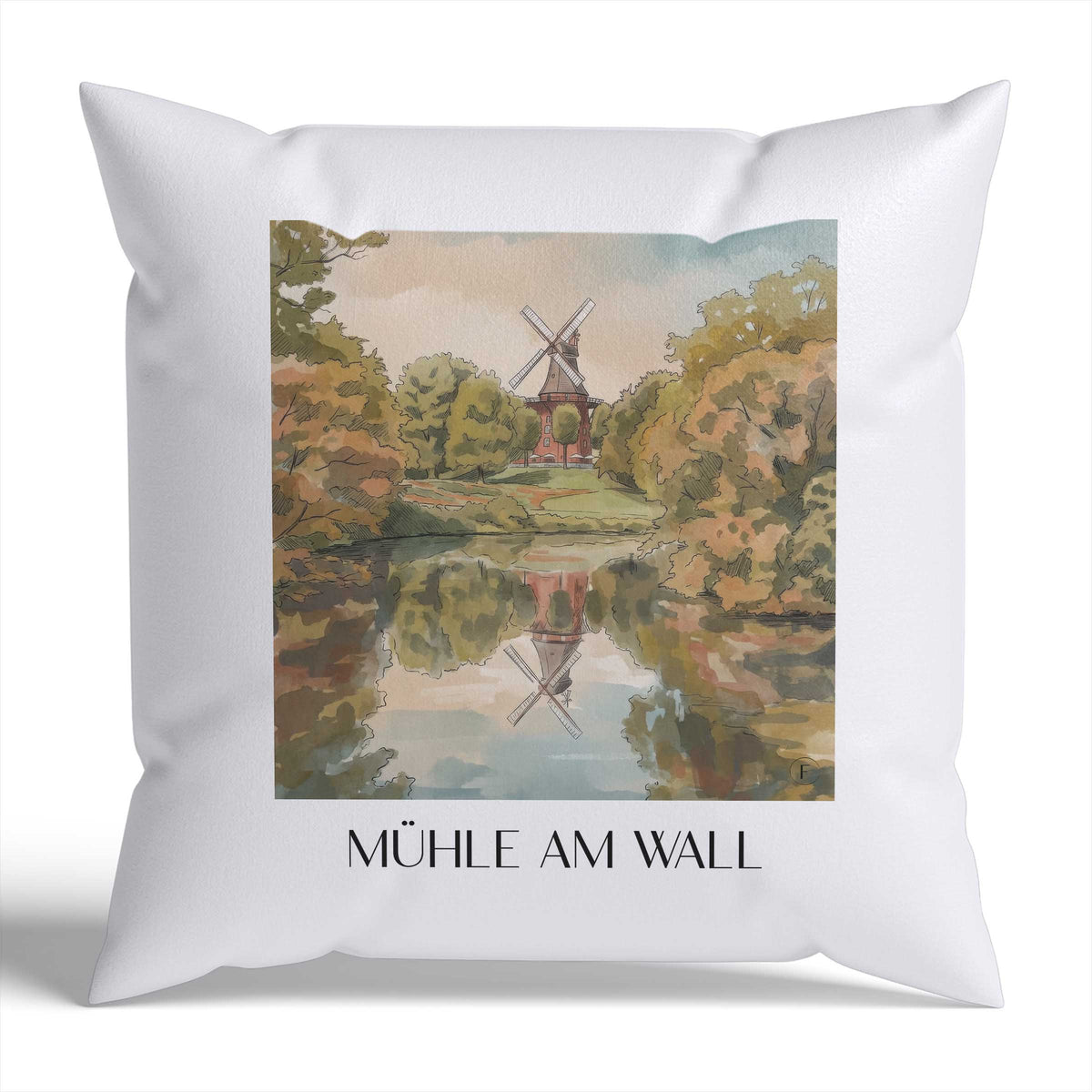 mühle-am-wall-bremen-deutschland-kissenbezug-aquarell